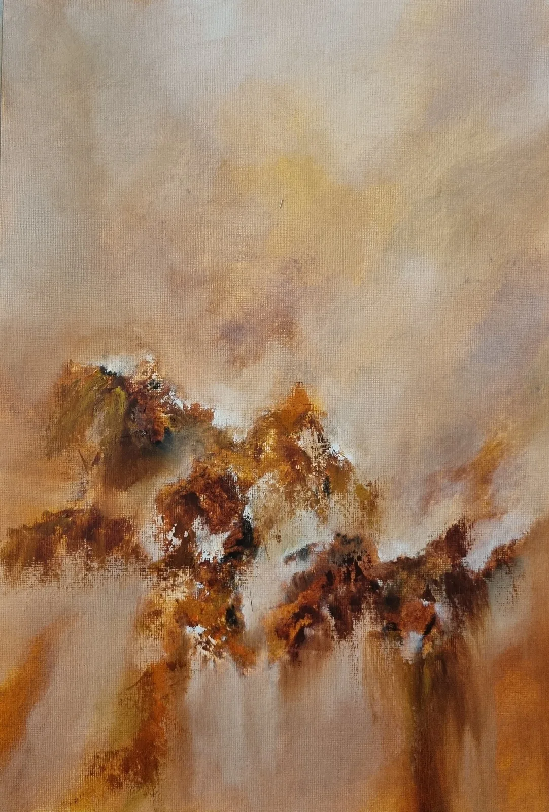 Oljemålning Fragment av en svunnen tid II av Patricia Zuniga