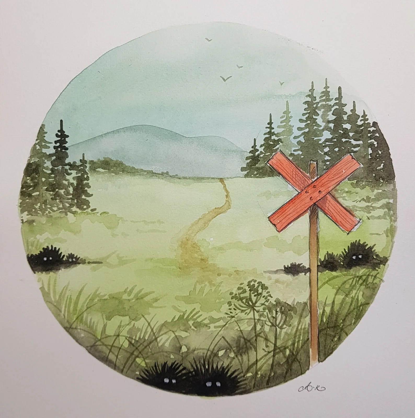 Akvarell Fjället av Anna Komstadius