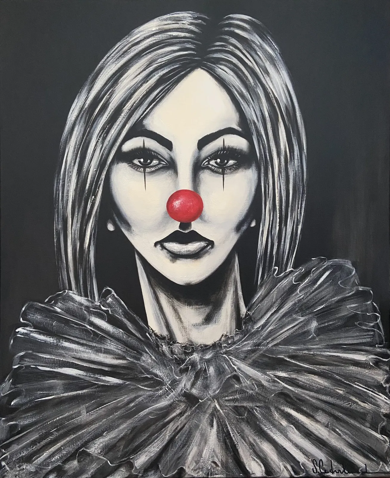 Akrylmålning Naked Truth all dressed up av Susanne Cederlund