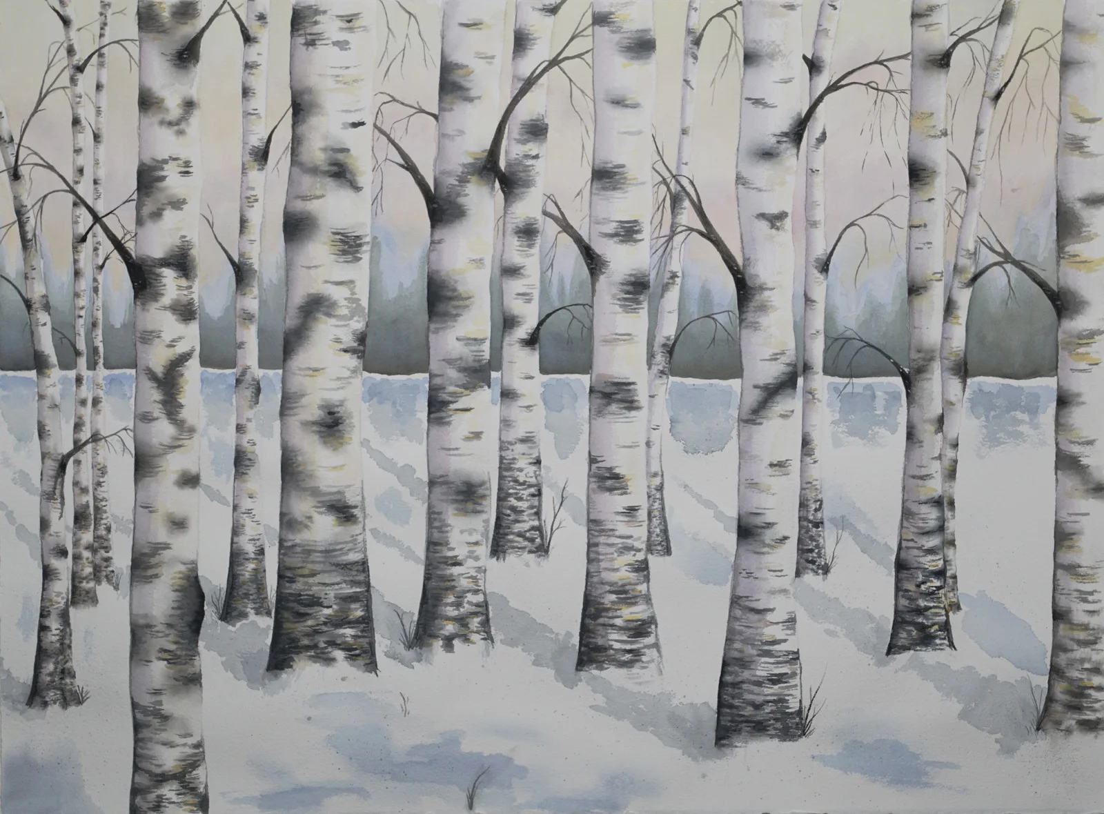 Akvarell Midvinter av Maja Antoniou