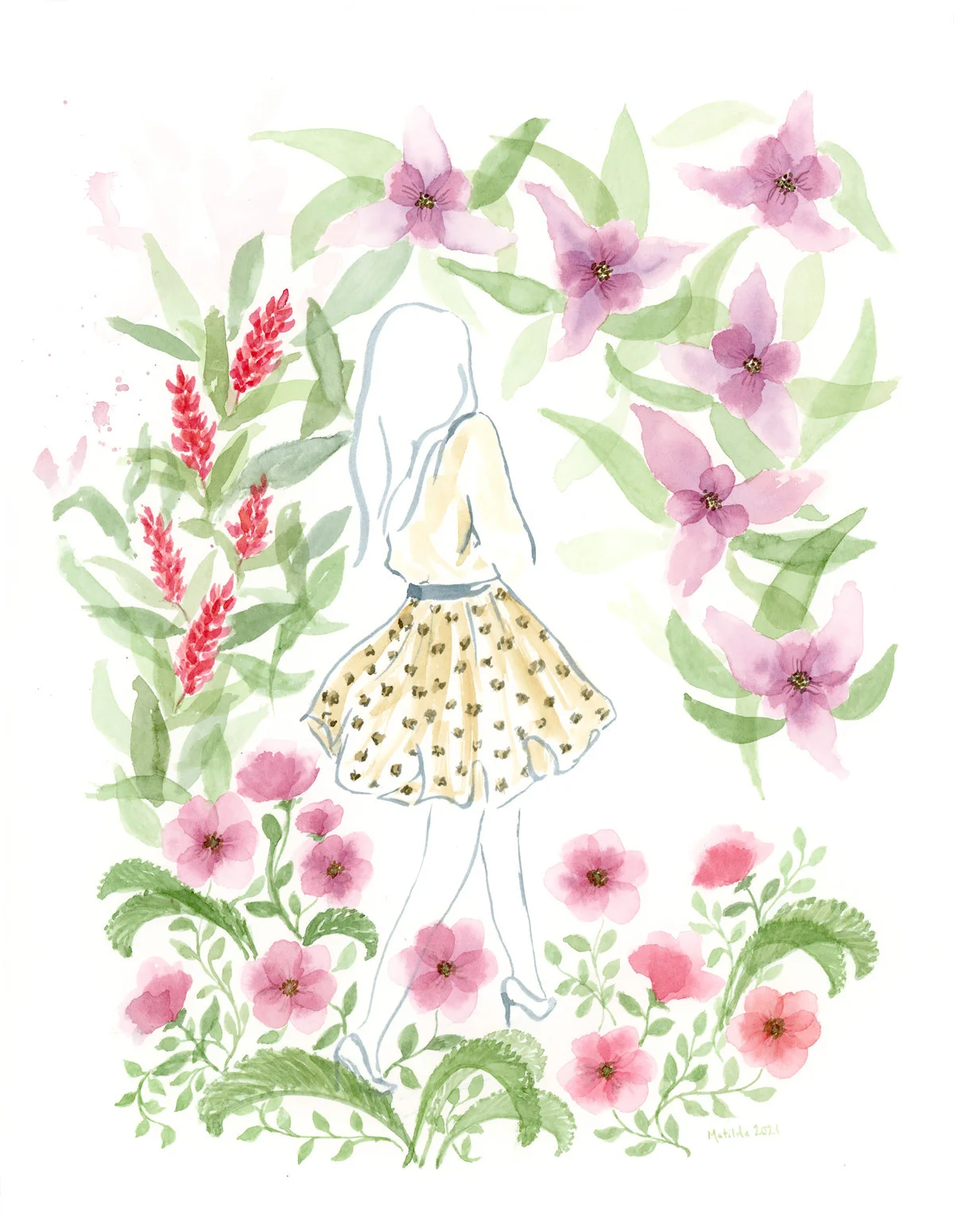 Akvarell Into the jungle av Matilda Wadenbäck
