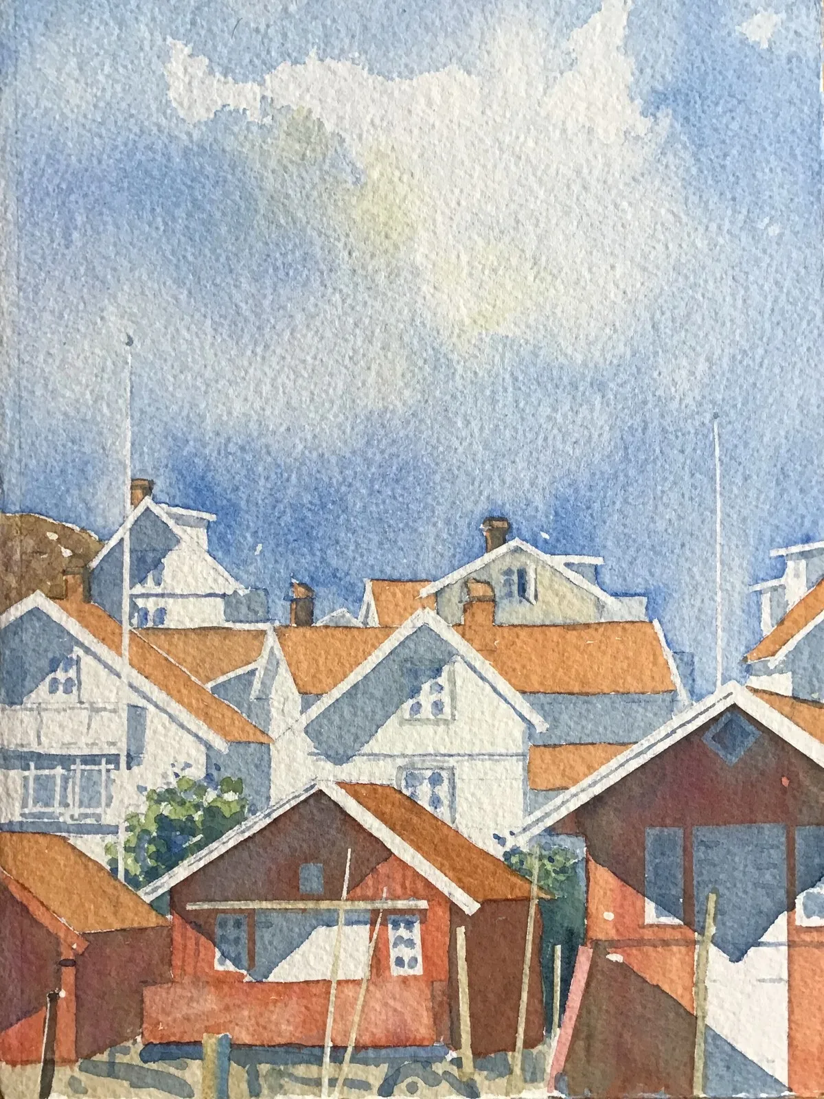 Akvarell Ett öppet fönster (Grundsund) av Tord Wennerblom