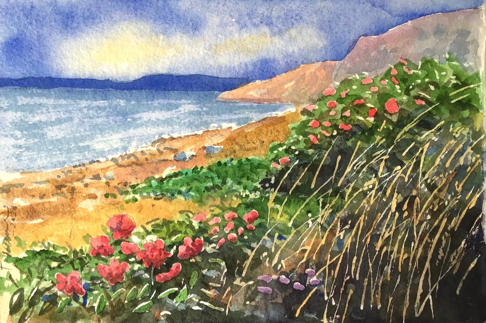 Akvarell Munkevik #1 av Tord Wennerblom