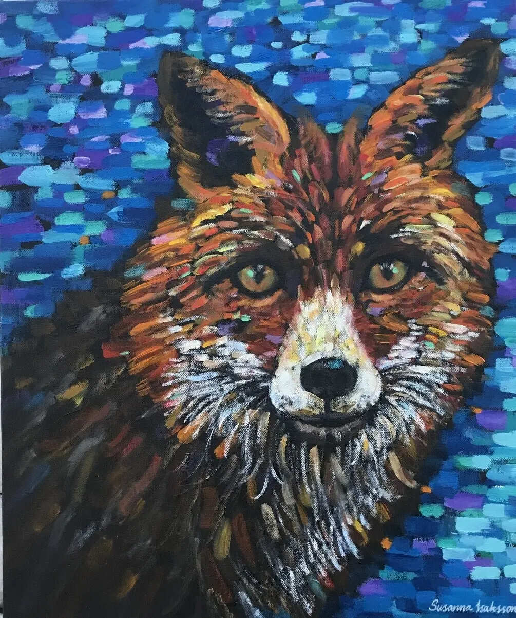 Oljemålning The Fox av Susanna Isaksson