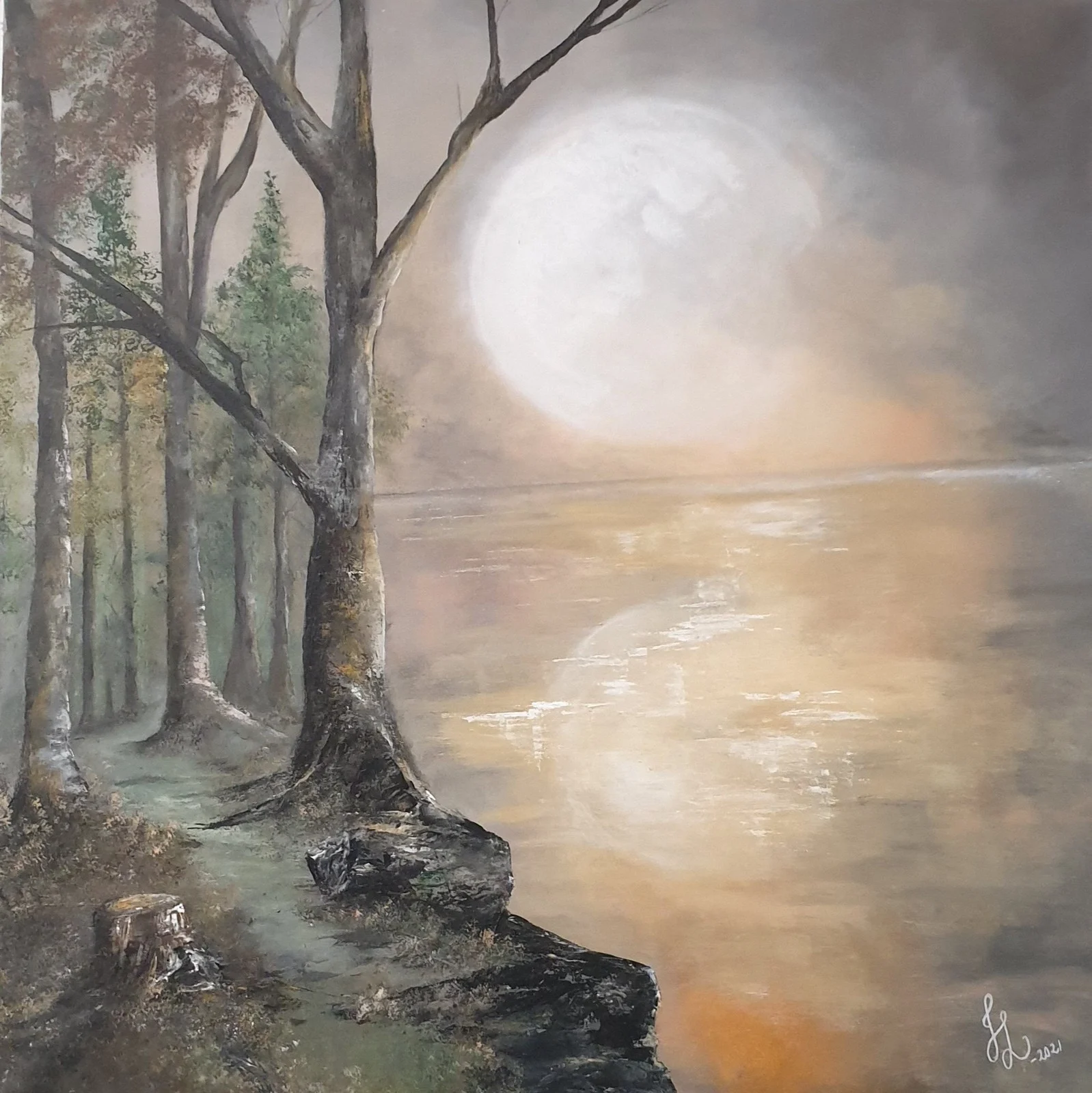 Akrylmålning Månstigen av Jennie Lindborg