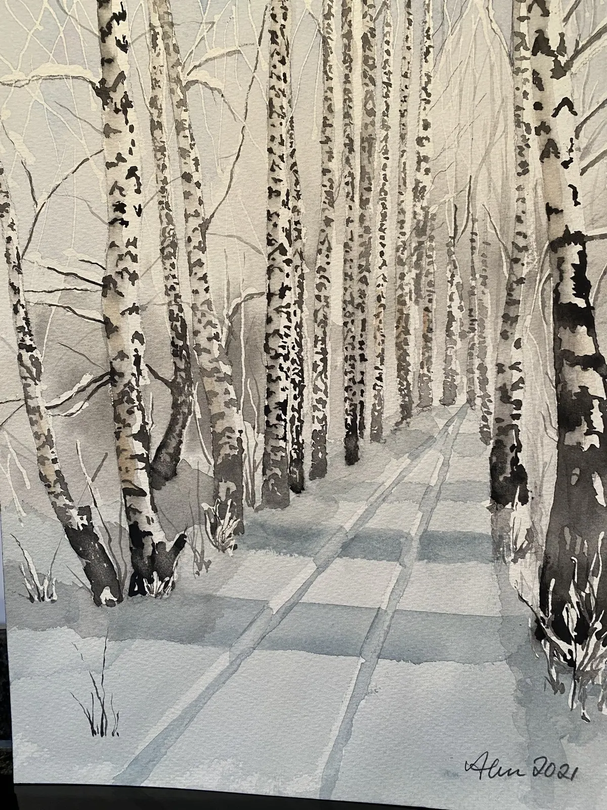 Akvarell Björkallé av Göran von Ahn