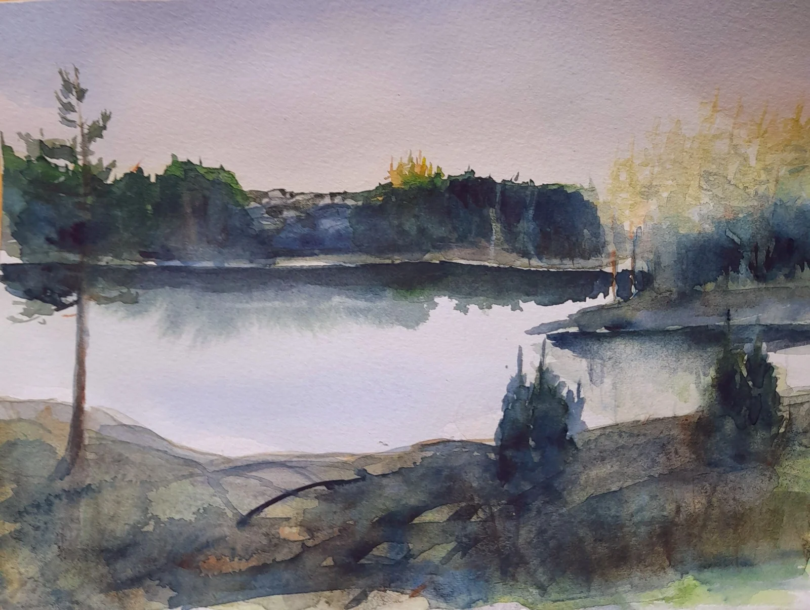 Akvarell Höstsjö av Petra Skogsberg