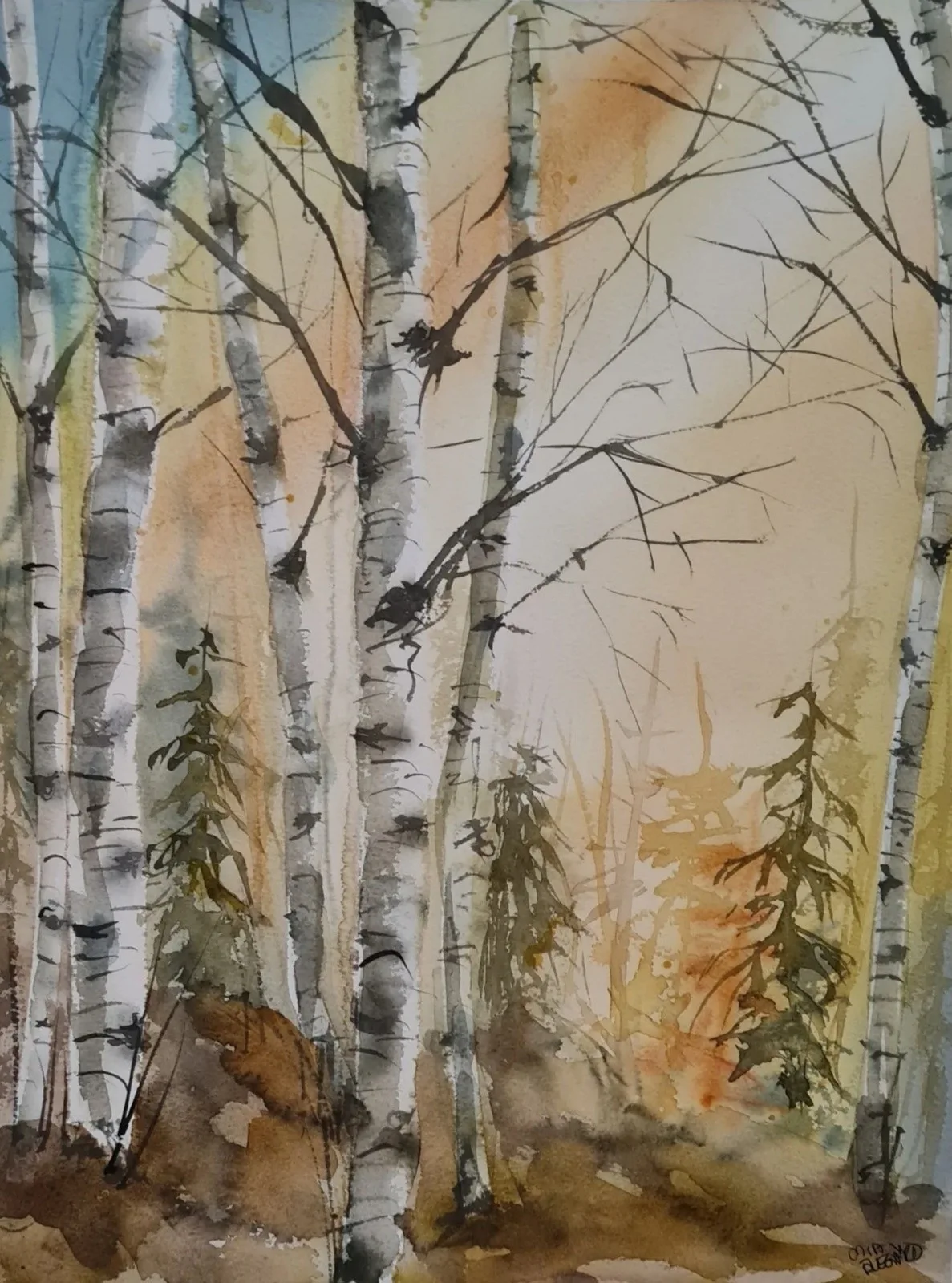 Akvarell Dreamy sunshine av Mia Älegård