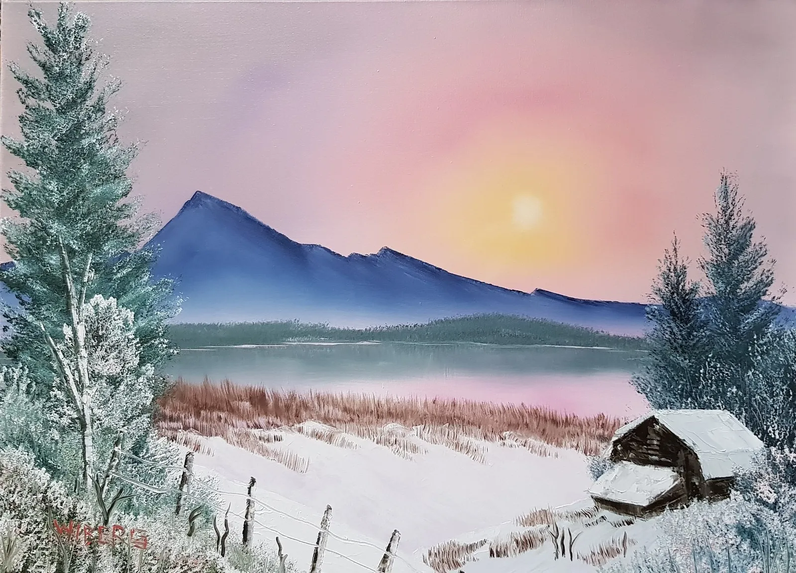 Oljemålning 1.11. Winter Glow av Anders Wiberg