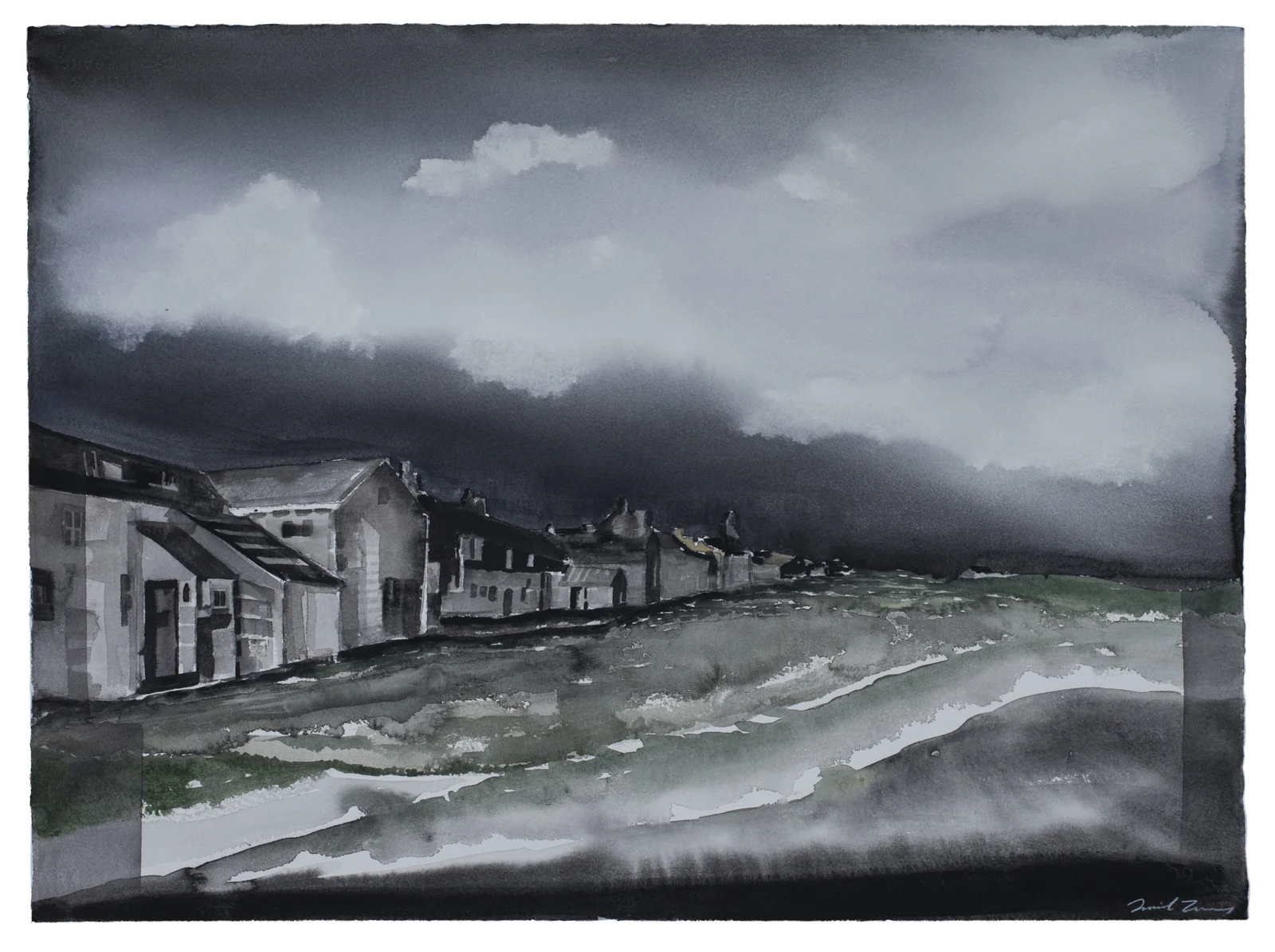 Akvarell Radhus på vidden av Daniel Zausnig