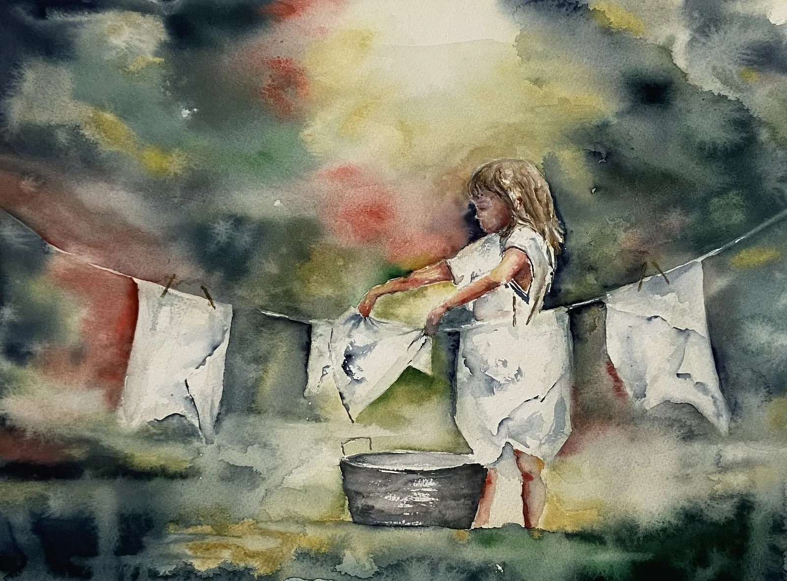 Akvarell Månskensbarn av Theréze Norell