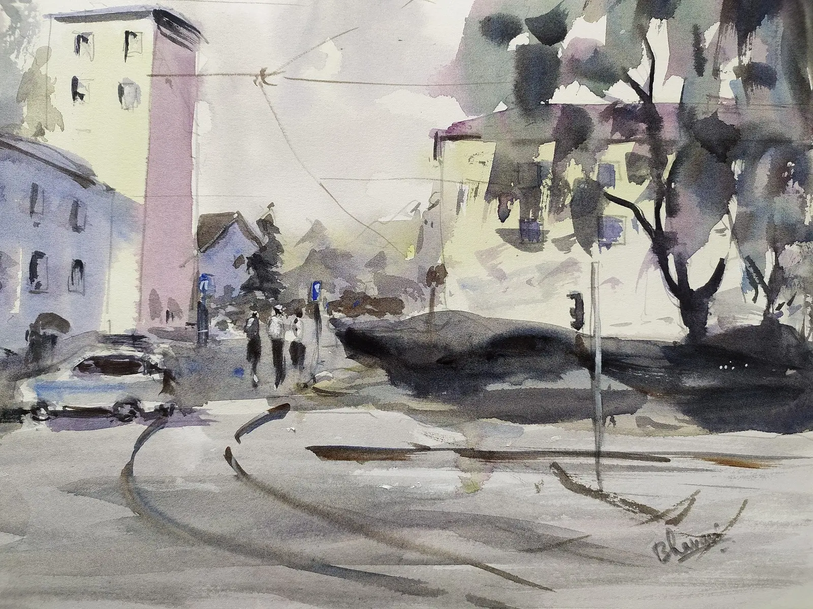 Akvarell Street walk av Ganga Bhavani Annamareddy