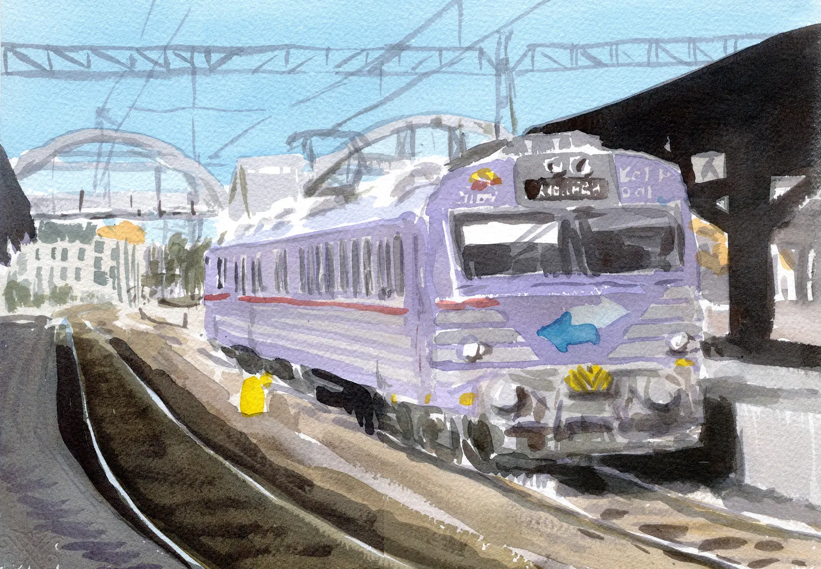 Akvarell Pågatåg av Erik Lundgren