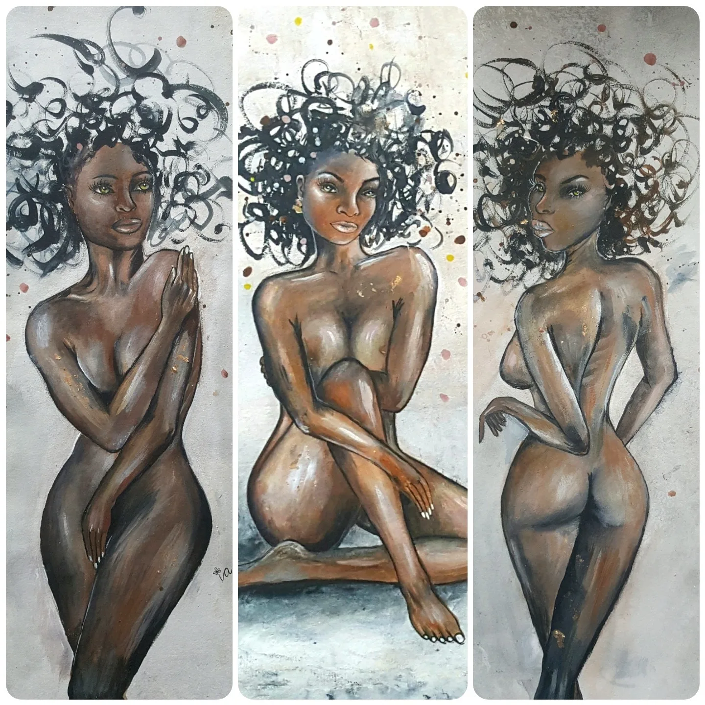 Akrylmålning Afrikansk kvinna av Ingrid Alm