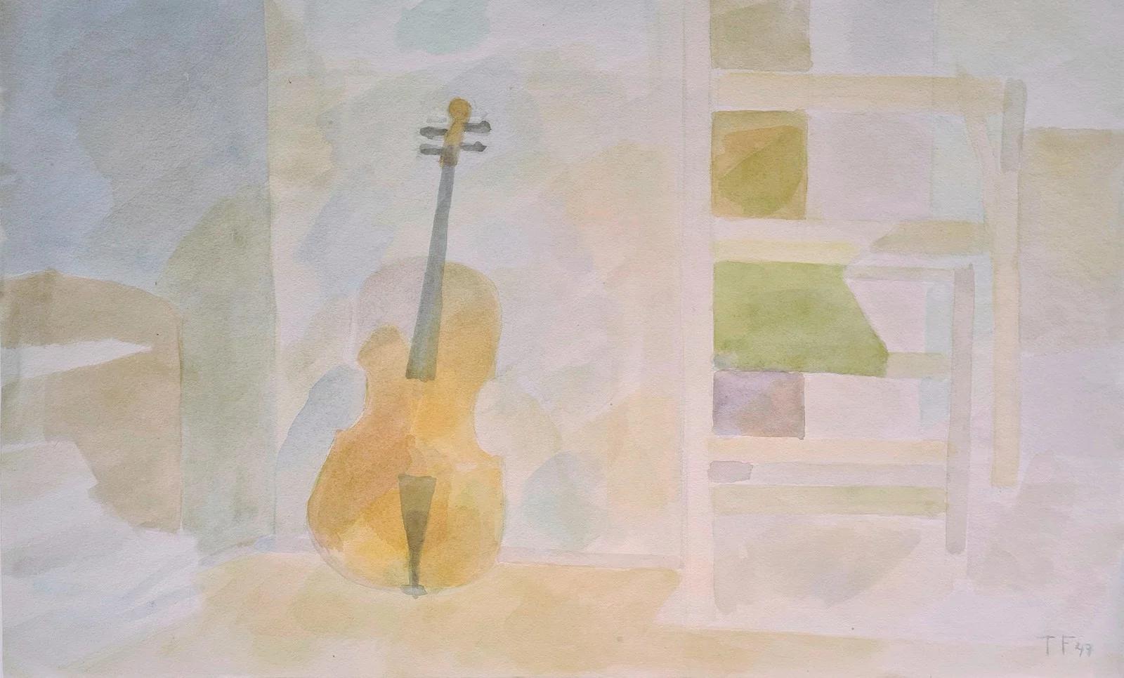 Akvarell Violoncell av Ture Fabiansson