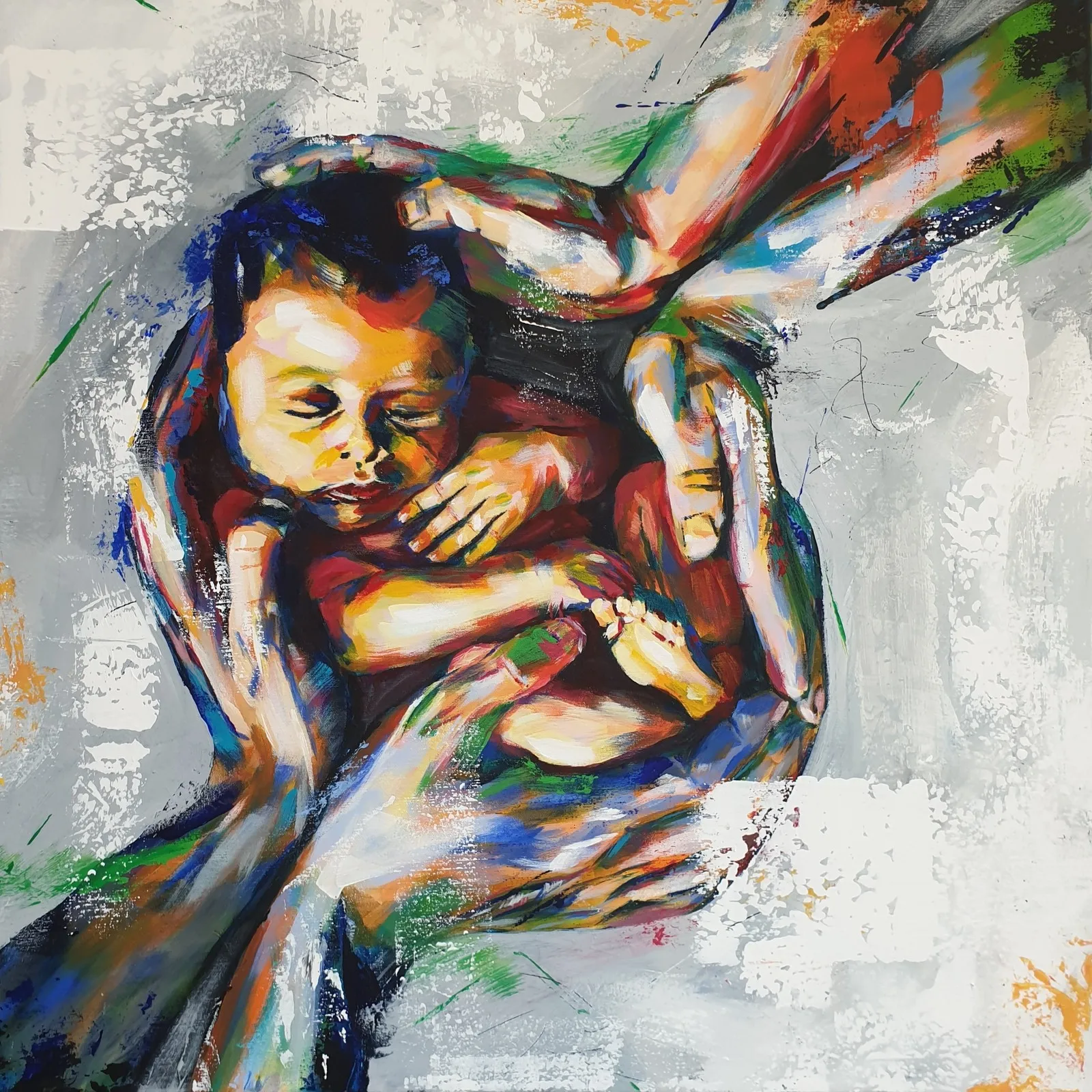 Akrylmålning "For all the things my hands have held, the best by far is you"  av Heico Basten