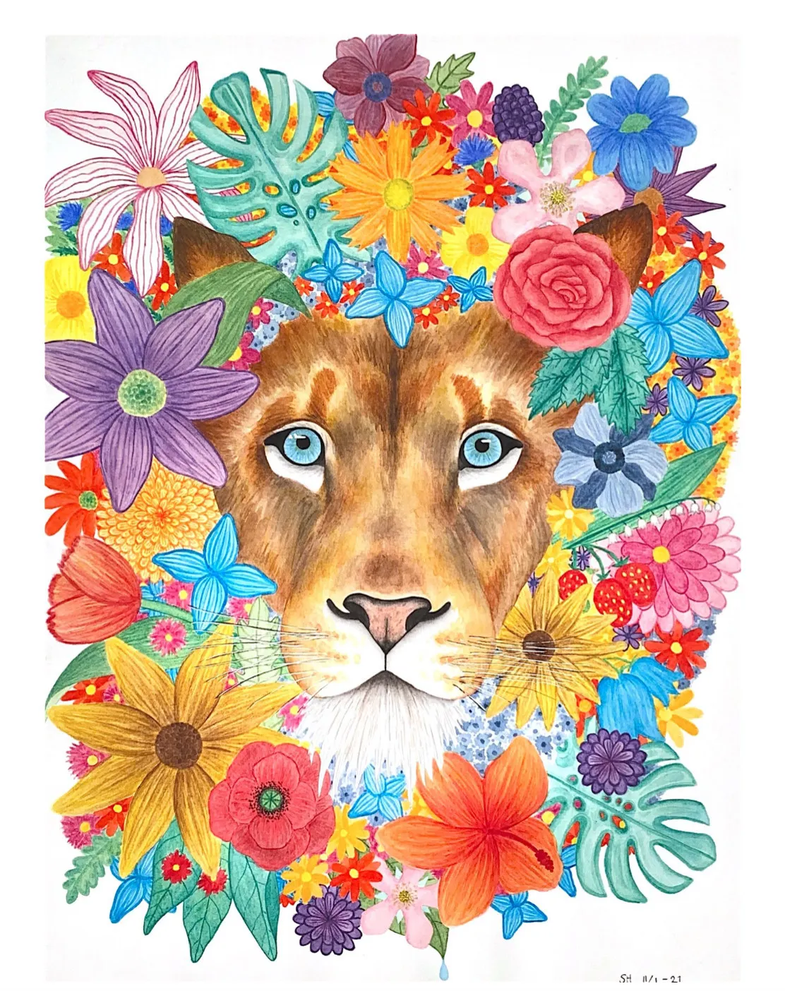 Akvarell Flower mane av Signe Hägglund