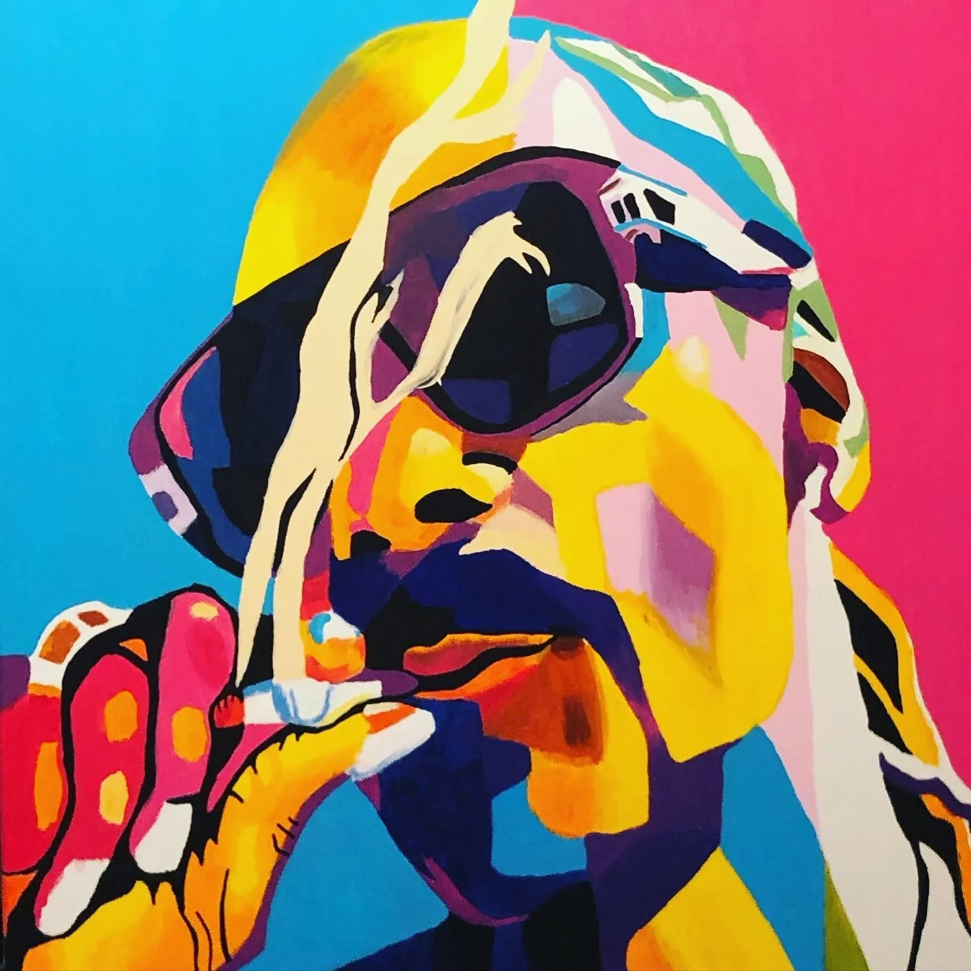 Akrylmålning Snoop Dogg smoking av Frank Poblete