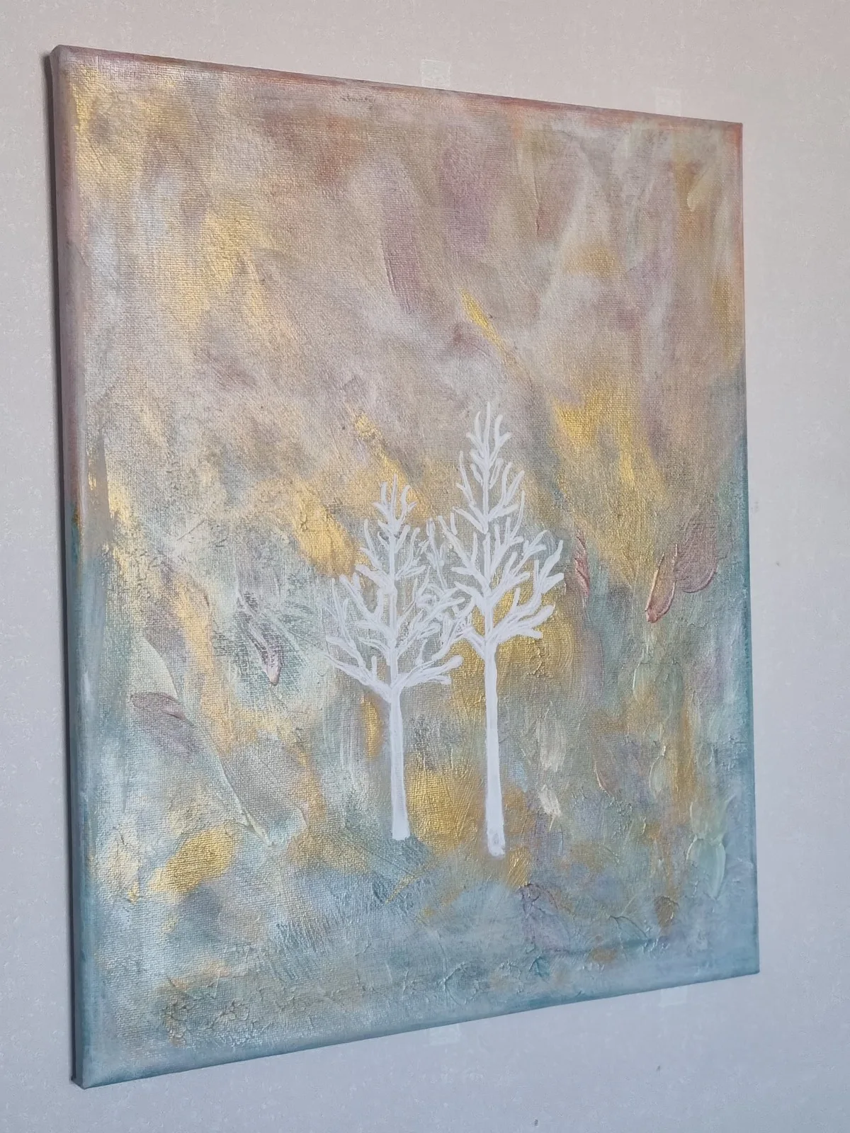 Akrylmålning Blomsterängen GOLD tree av Malin Johansson