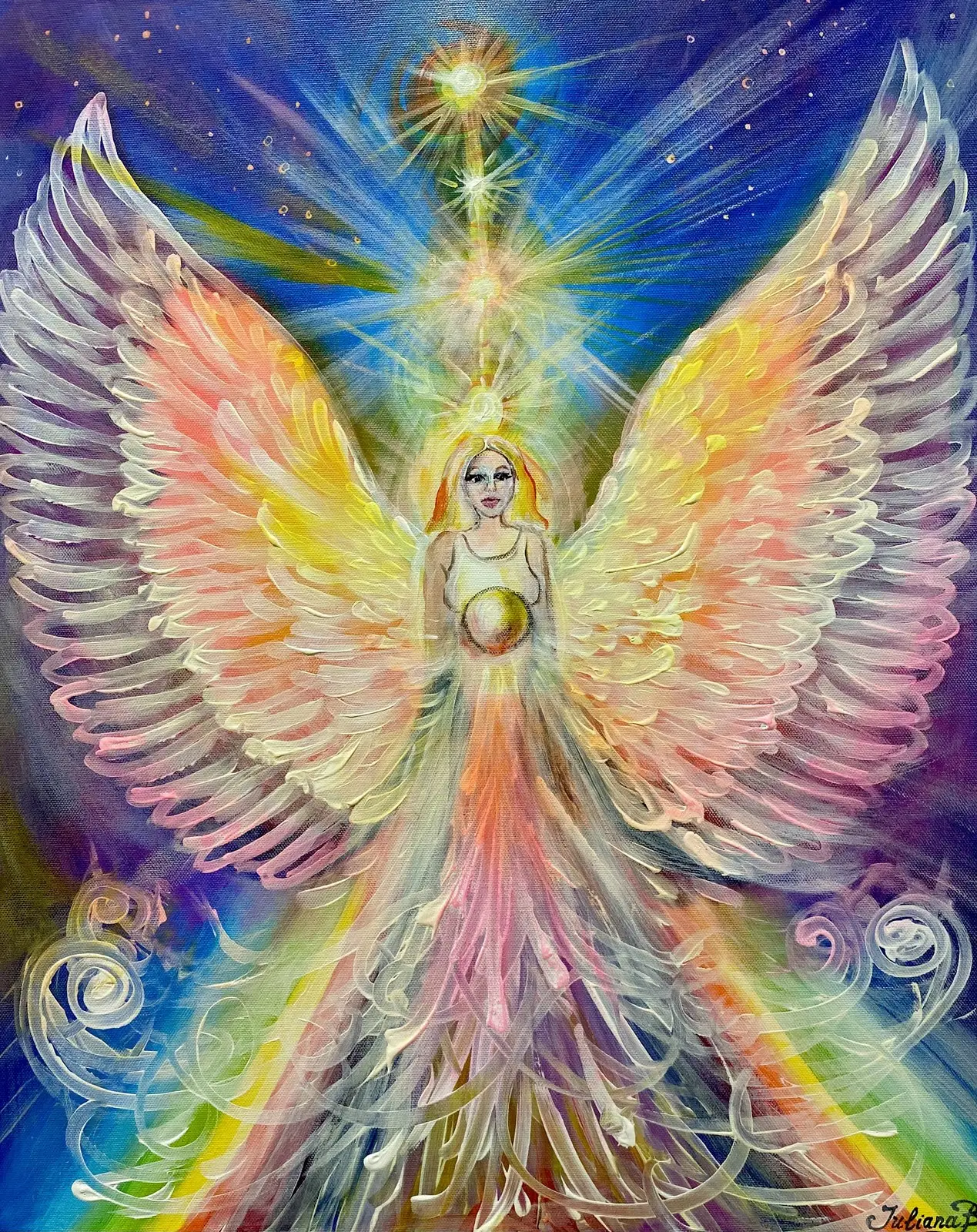 Akrylmålning Regnbågens ängel av Juliana Boneva