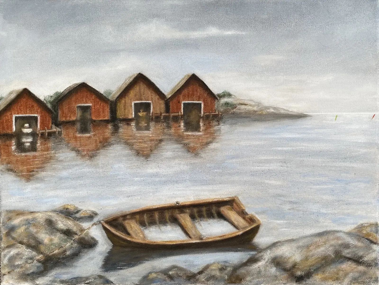 Oljemålning Kom och ta hand om mig av Eva Lundqvist