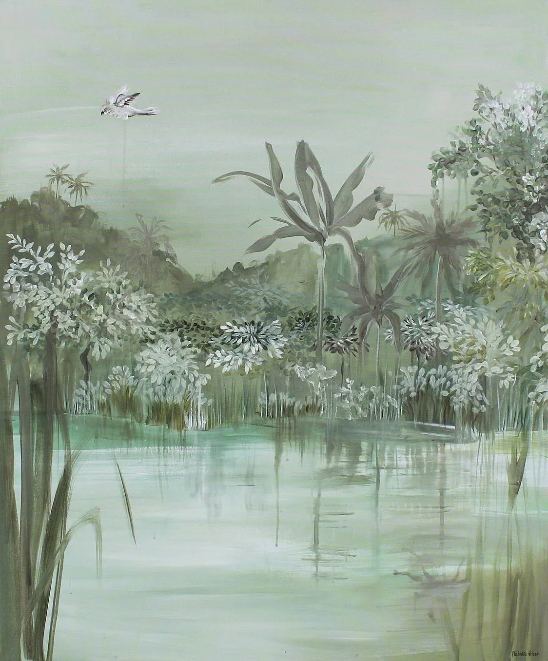 Akrylmålning Green river av Nathalie Serafia Polzer