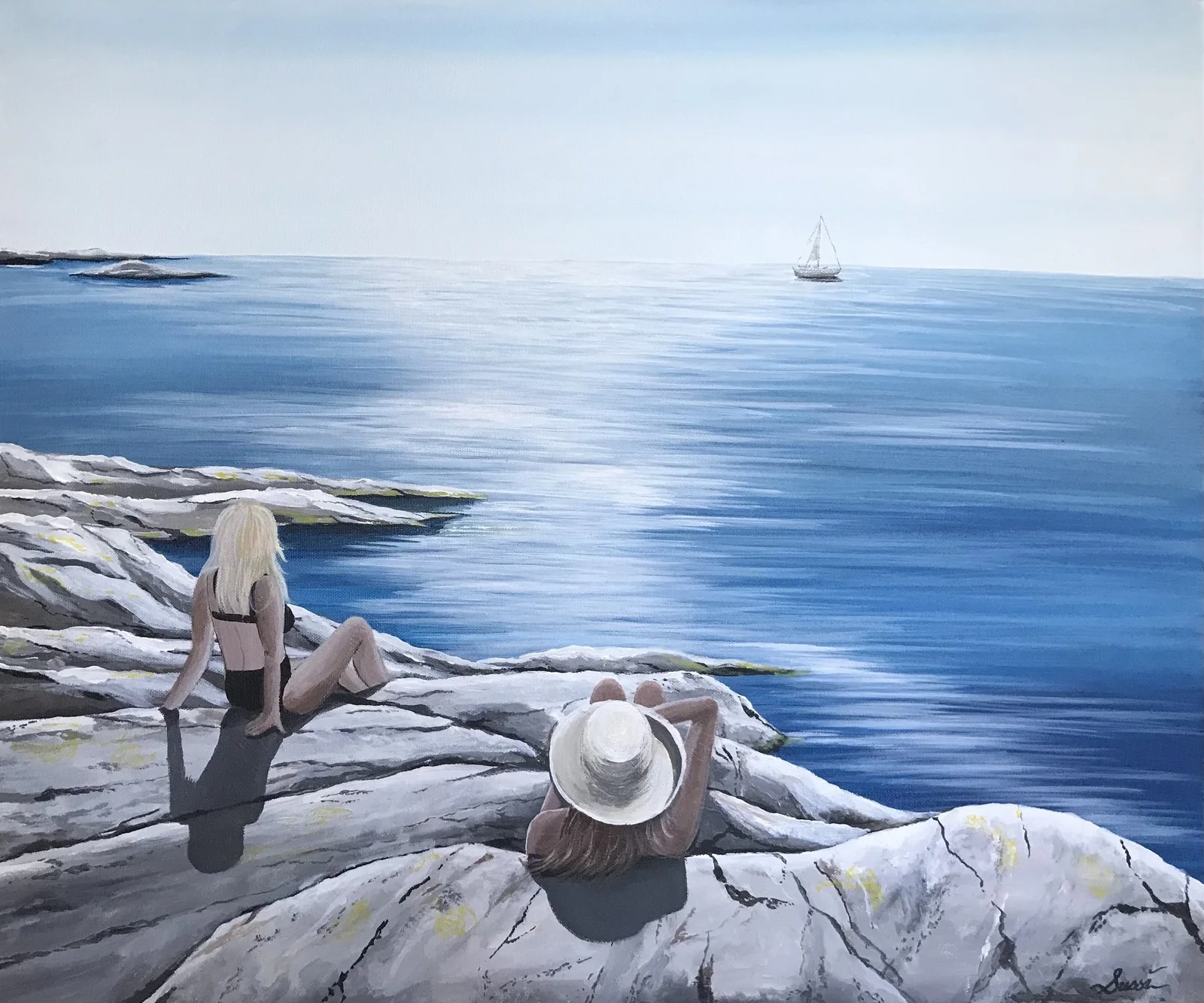Akrylmålning Vidsträckt hav av Sussi Eriksson