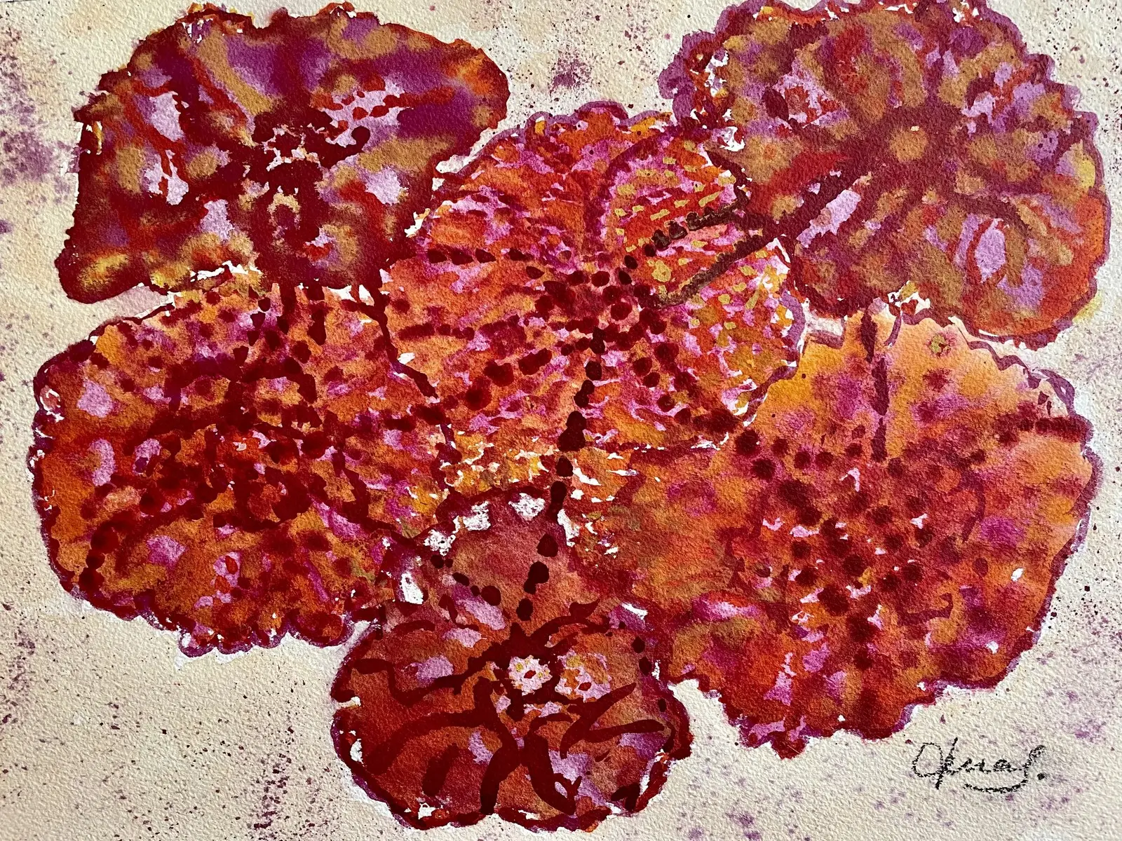 Akvarell Red Passion av Lena Sjöberg