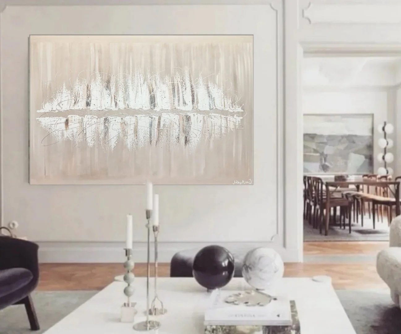 Akrylmålning Silver Meadow | Stor akrylmålning av Artbymiss.j