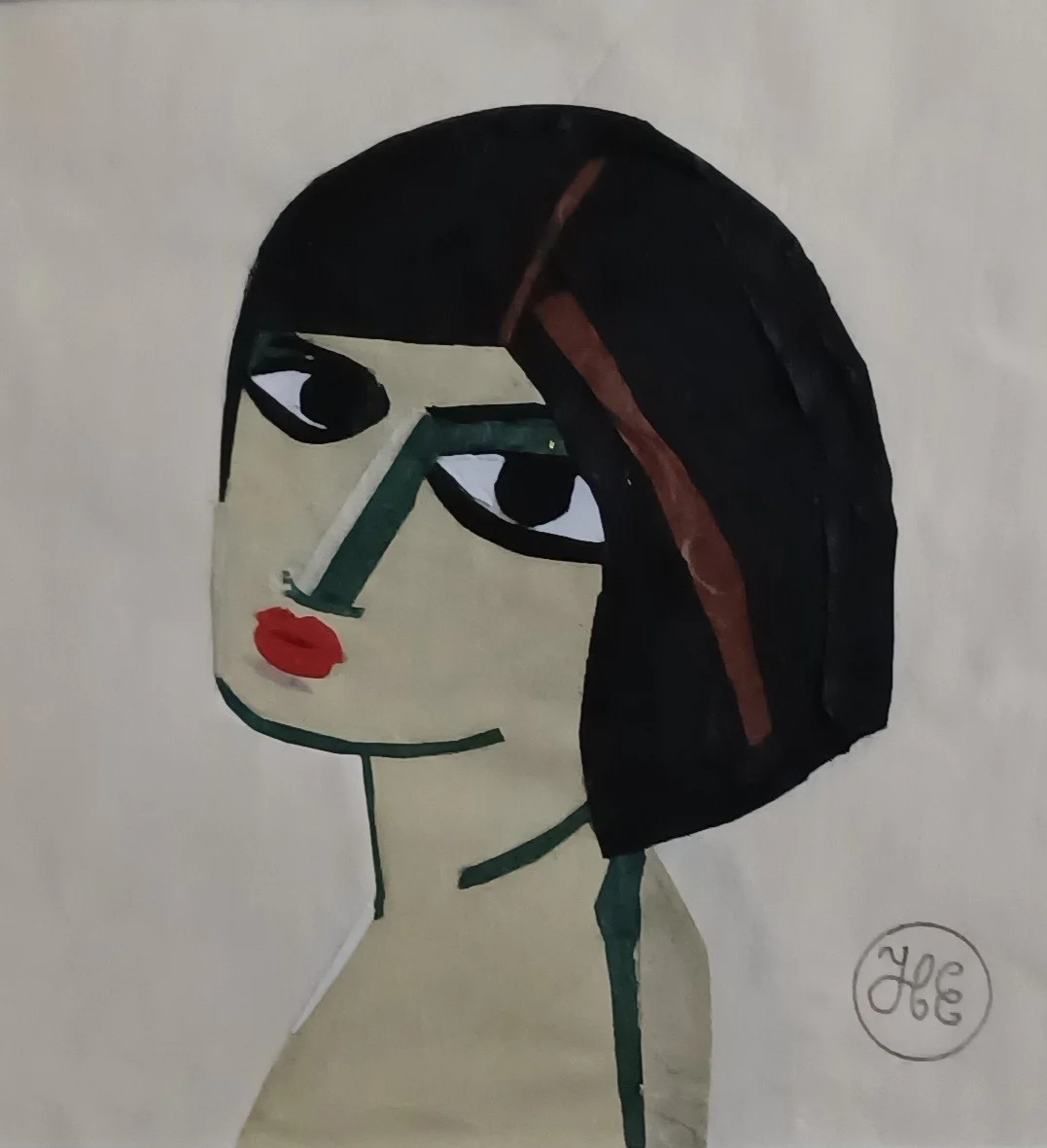 Kvinna med röd mun av Hélène Elert