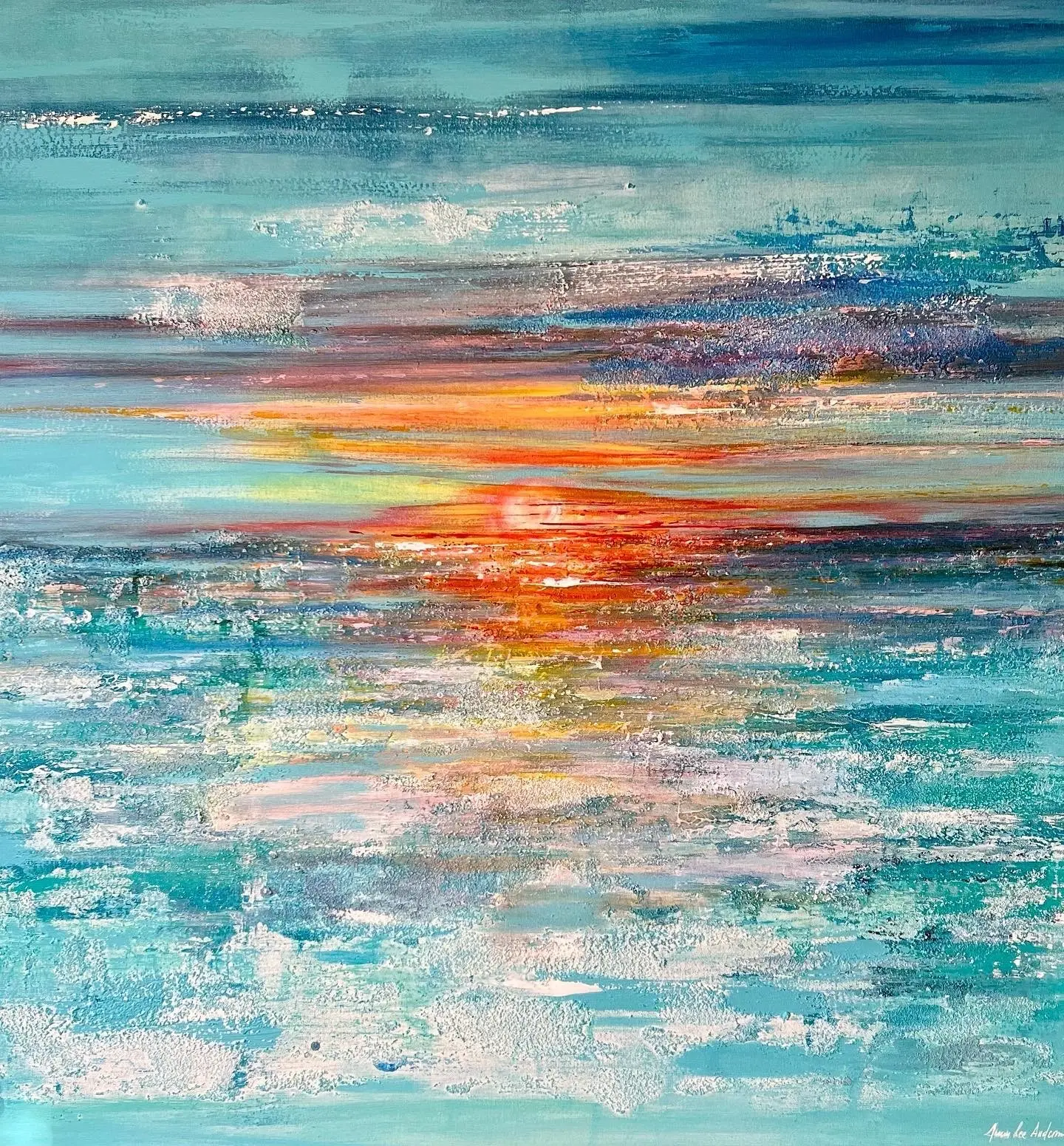 Akrylmålning Yoga Sunrise av Anne-lee Andersson