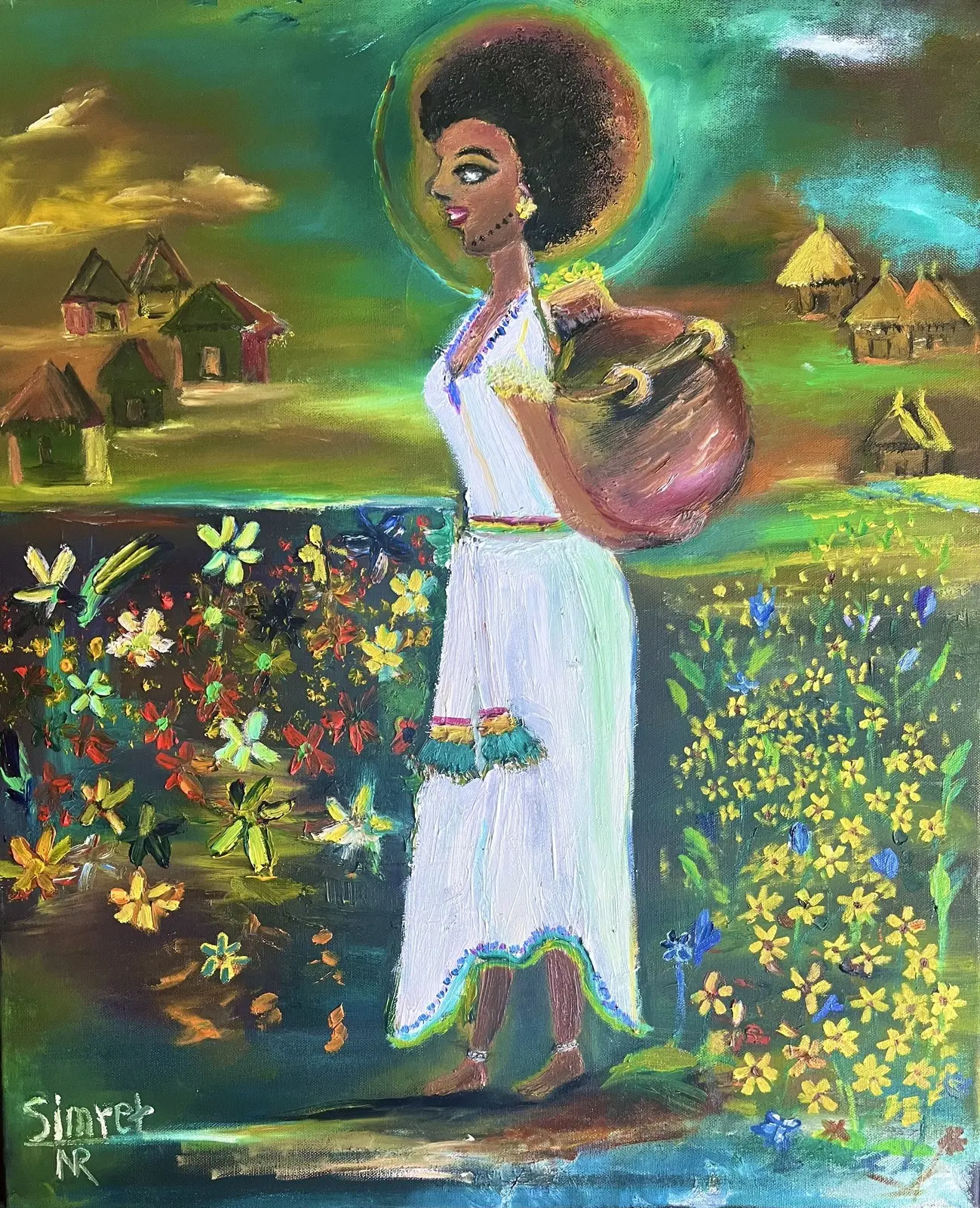 Oljemålning የመስከረም ትውስታ ከኩሬው አጠገብ// Memory av Simret Nebrin Rylander
