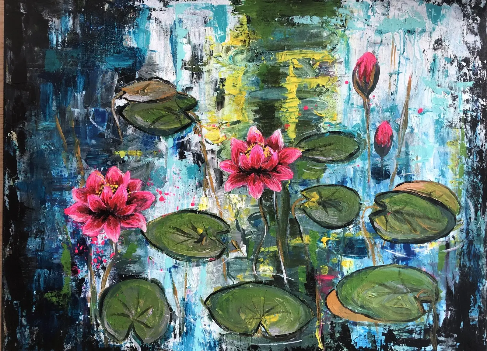 Akrylmålning Graffitinäckrosor av Corinne Svala