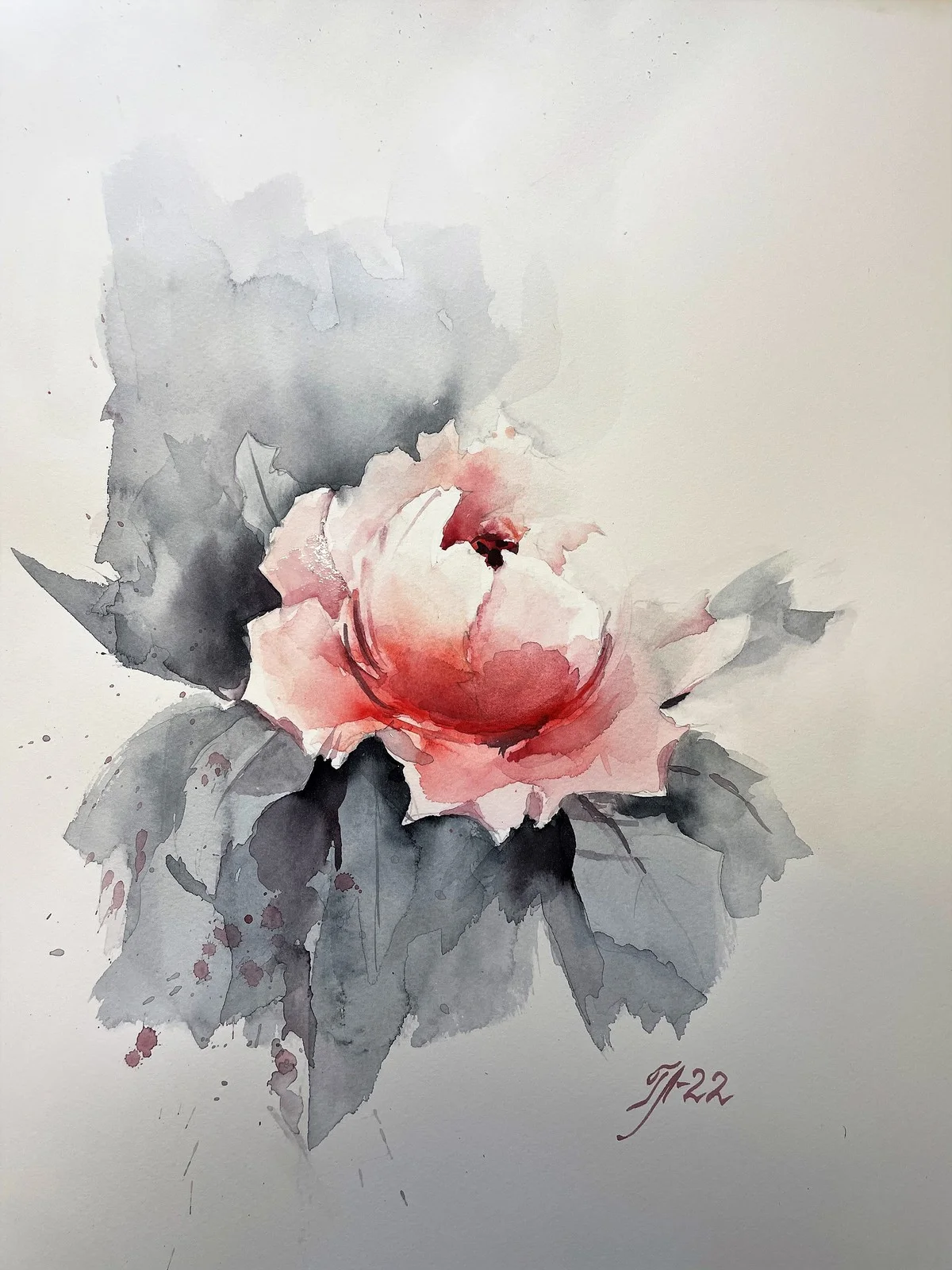 Akvarell En ros av Tanya Lundmark