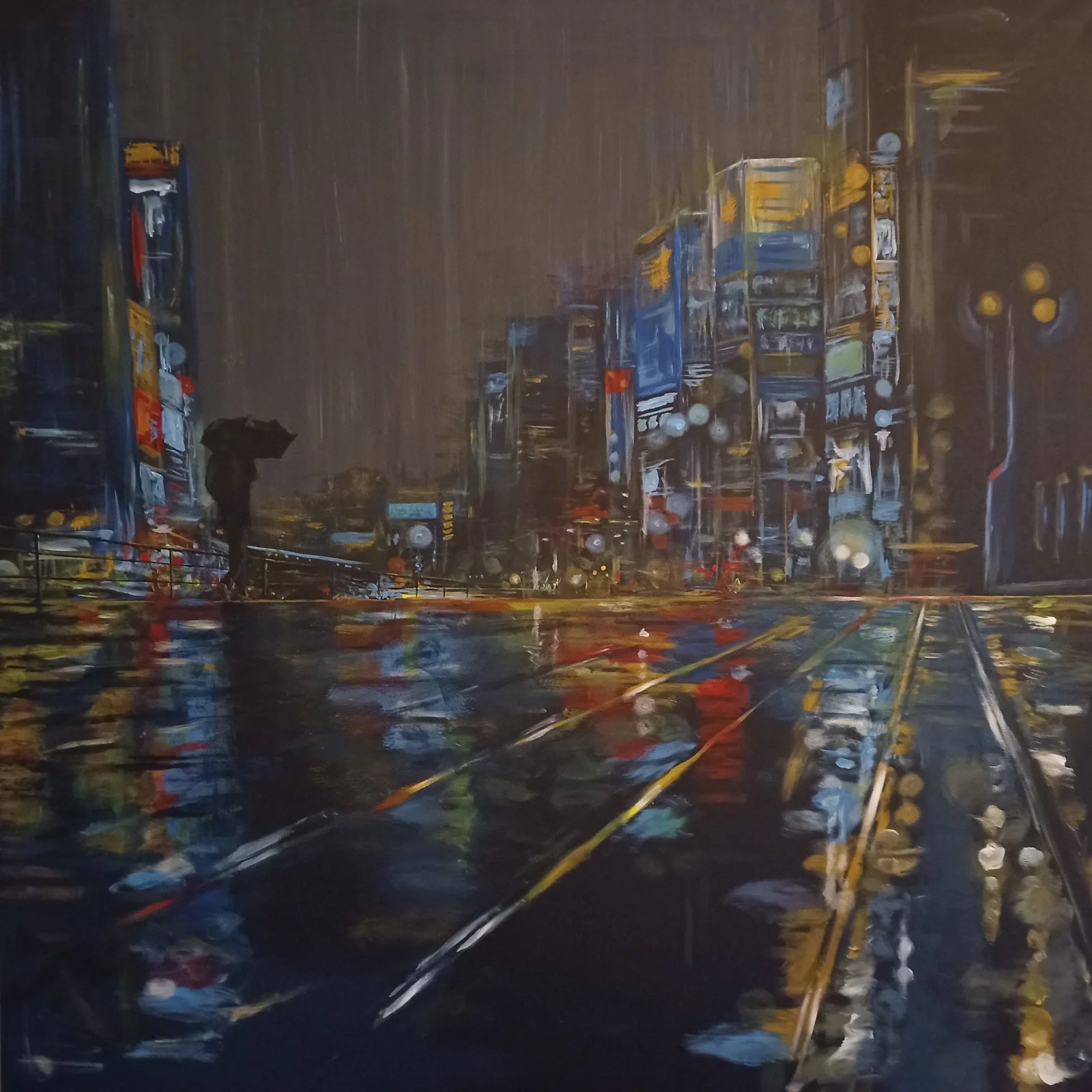 Akrylmålning City Rain II av Anders Danielsson