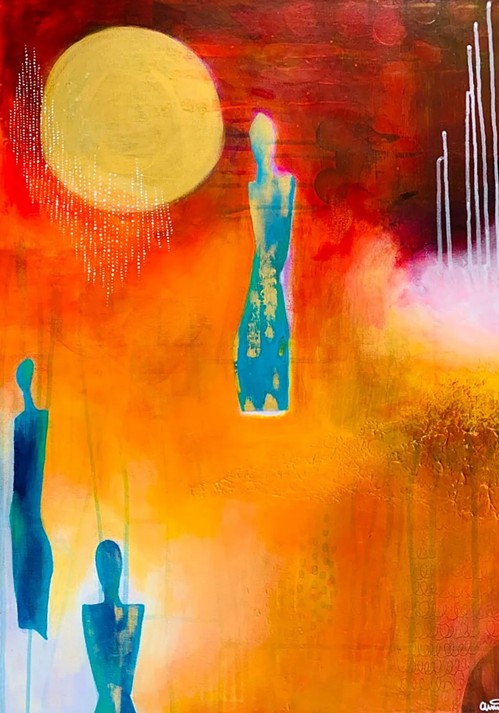 Akrylmålning Sommarnatt av Anna Norén