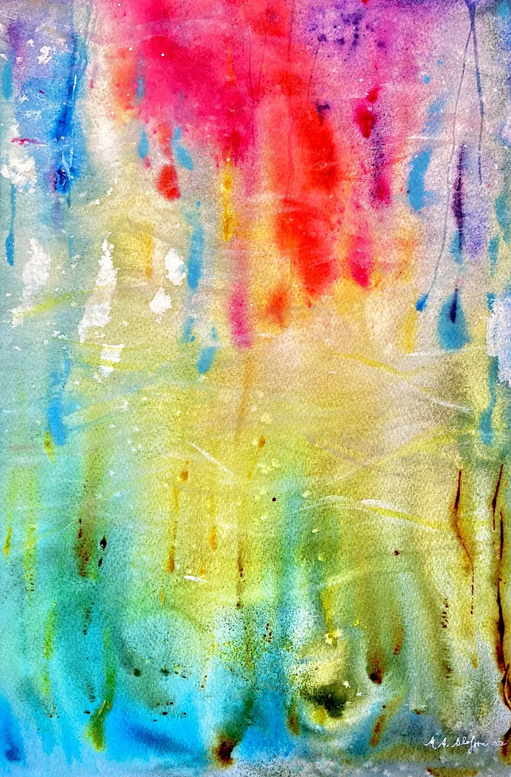 Akvarell Under havsytan. av Marianne Akasha Olofsson