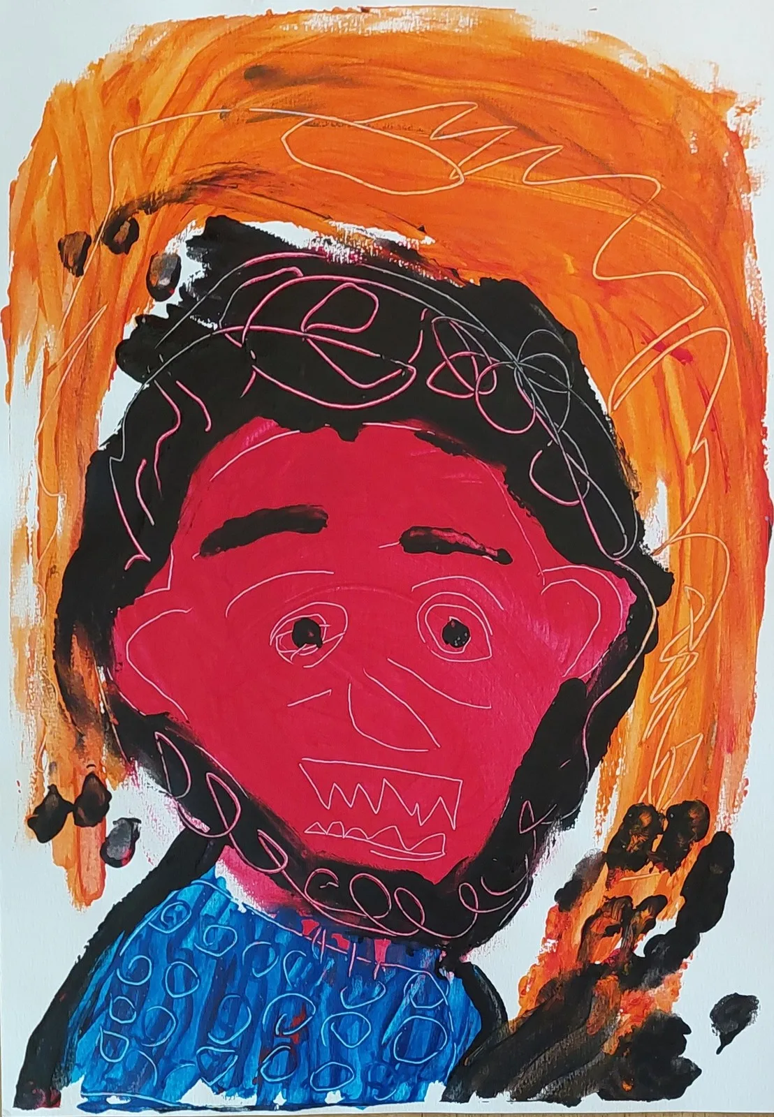 Akrylmålning Den tröga trollungen (med skägg) av Mikael Jonsson