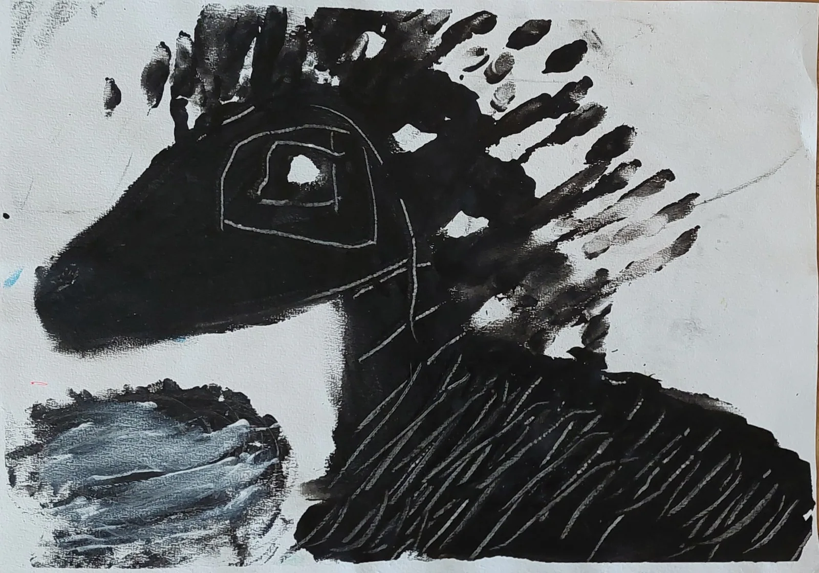 Akrylmålning Häst (Världsnaturfonden) av Mikael Jonsson