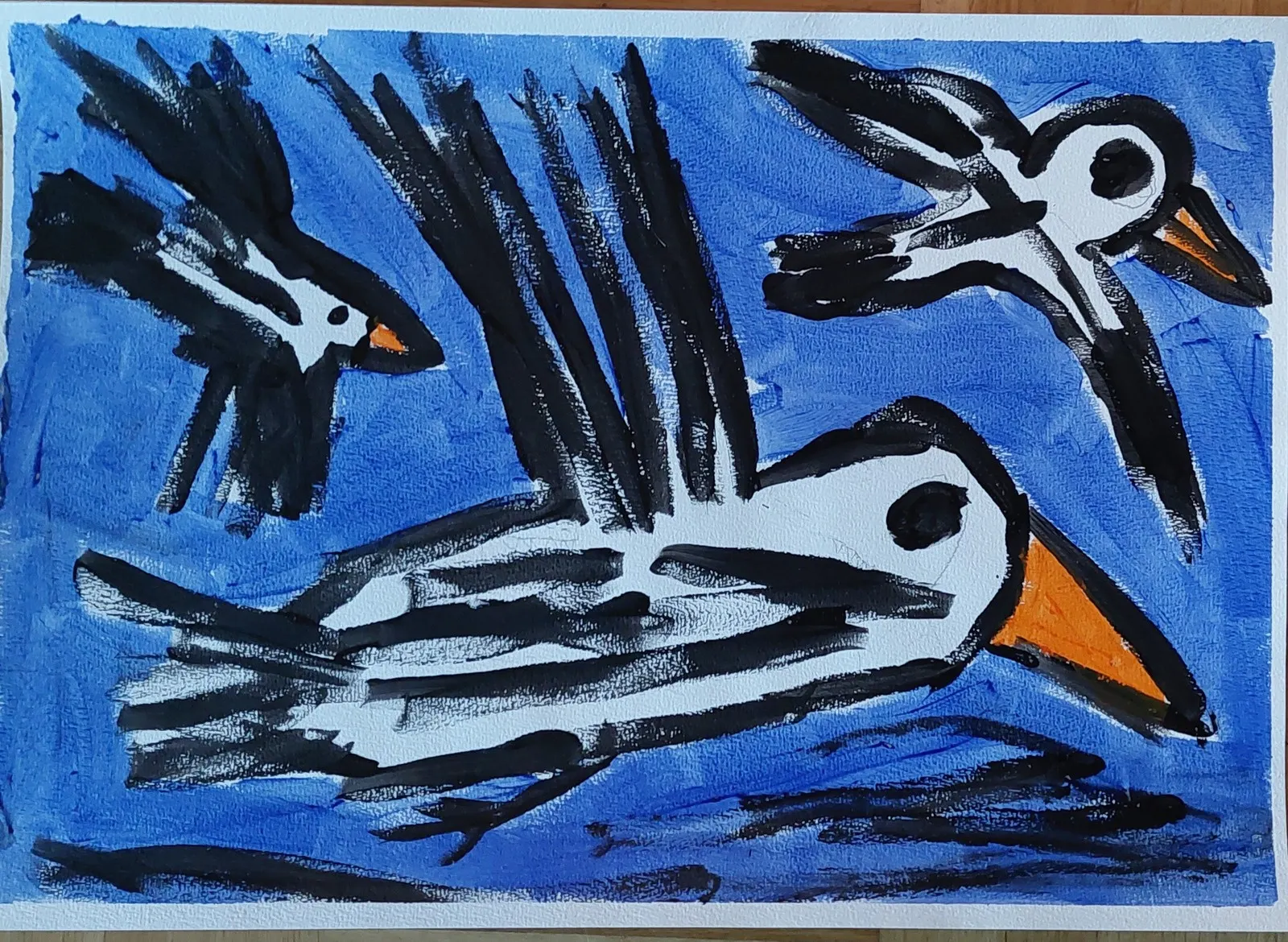 Akrylmålning High flingor bird. (Hjärnfonden). av Mikael Jonsson