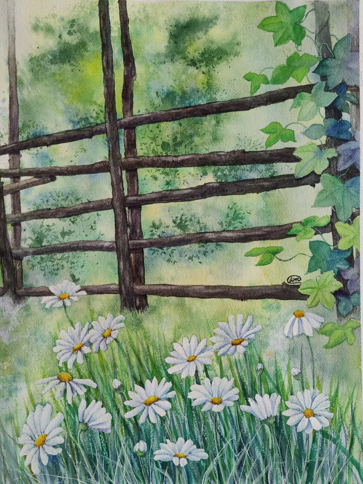 Akvarell Summer garden av Wei Hing Rosenkvist