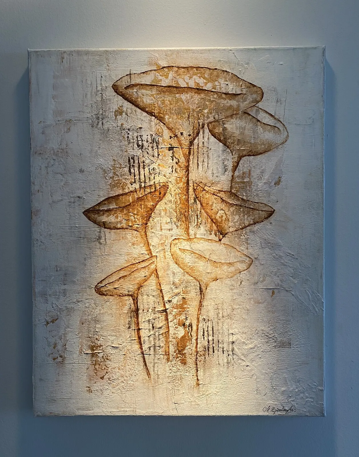Akrylmålning Golden space flowers av Marie Bjerkenfors