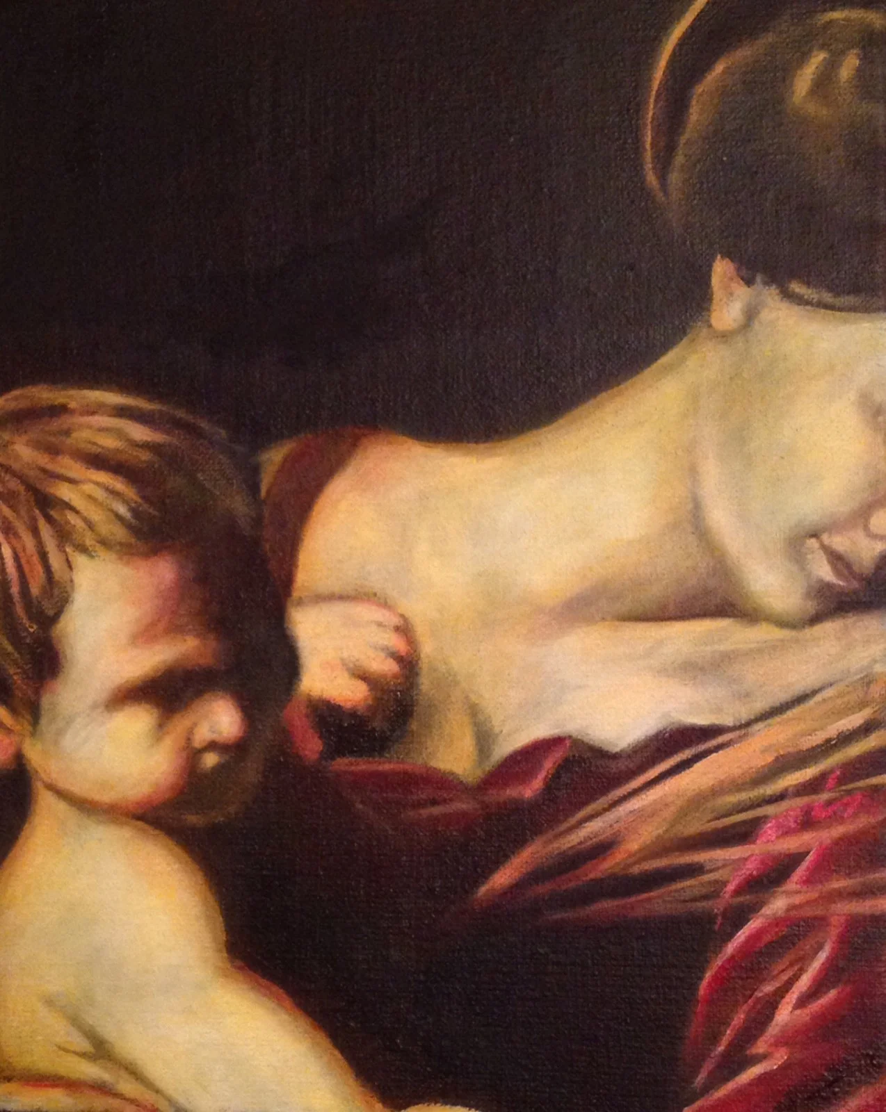 Oljemålning Maria och Jesus av Susanna Prestor