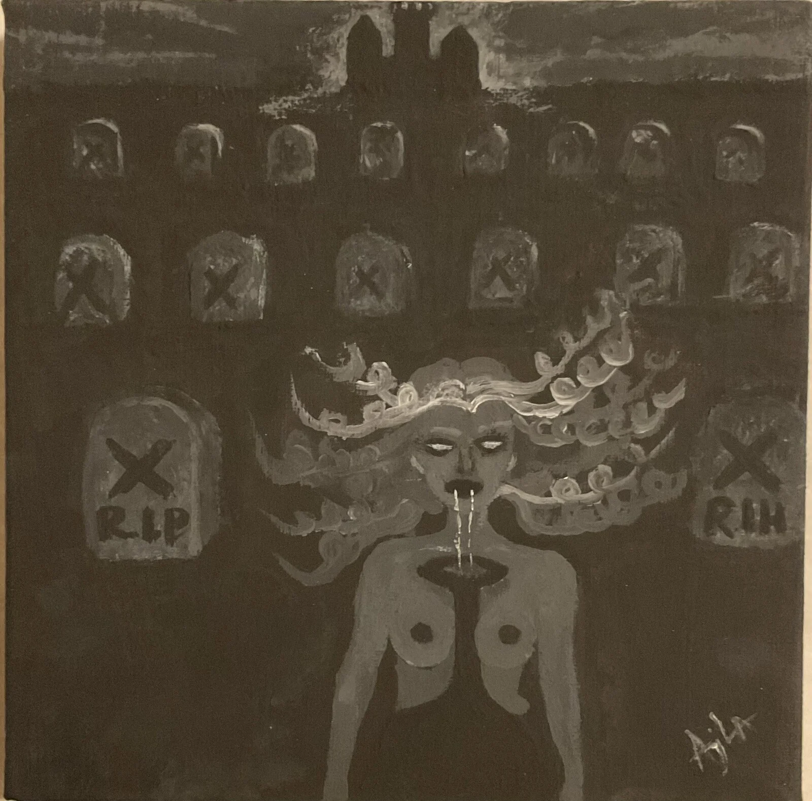 Akrylmålning Suicide by Angel av Ajla Koc