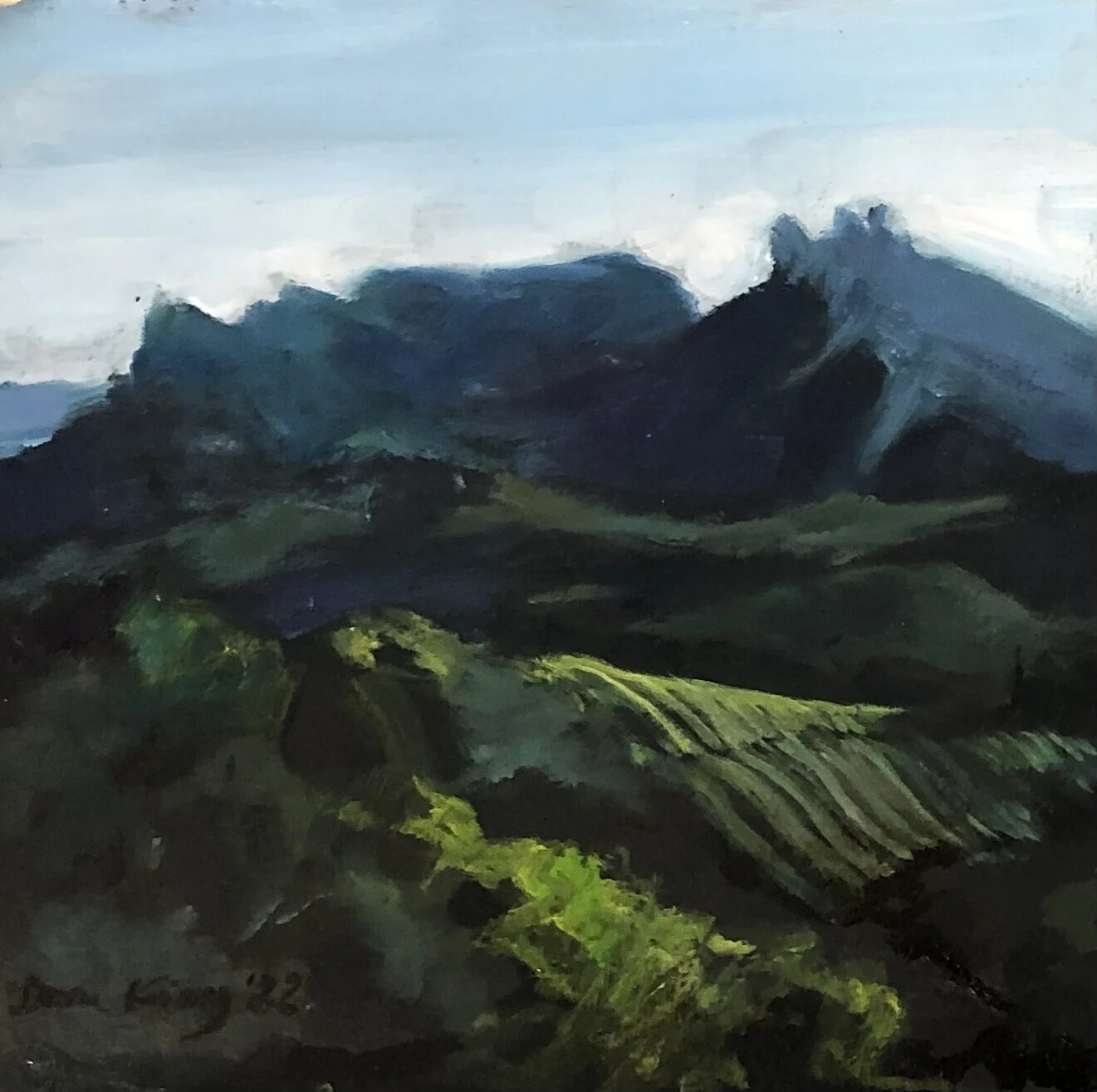 Oljemålning Dentelles de Montmirail av Dora Krincy