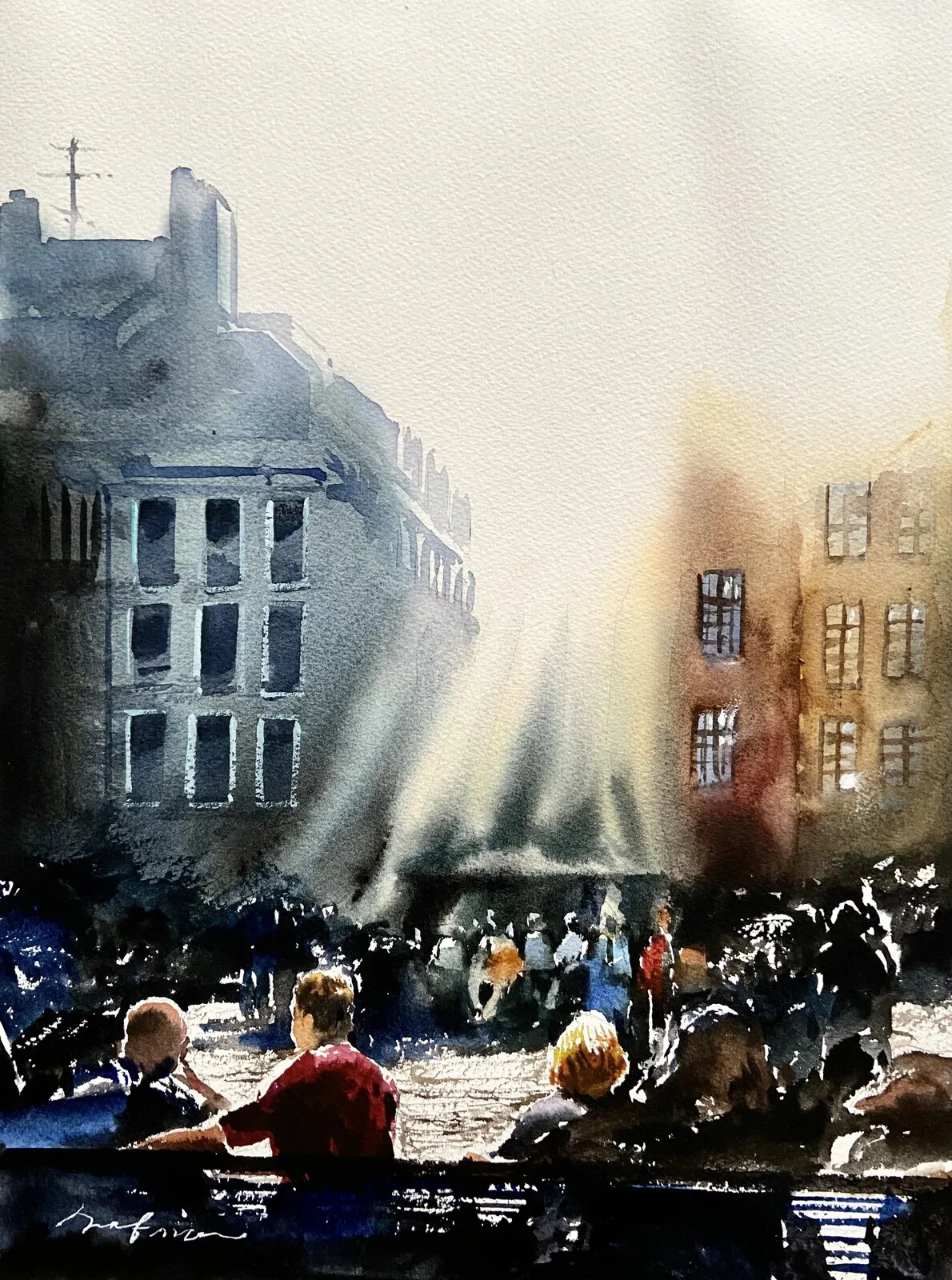 Akvarell Sommarens strålar av Kourosh Safinia