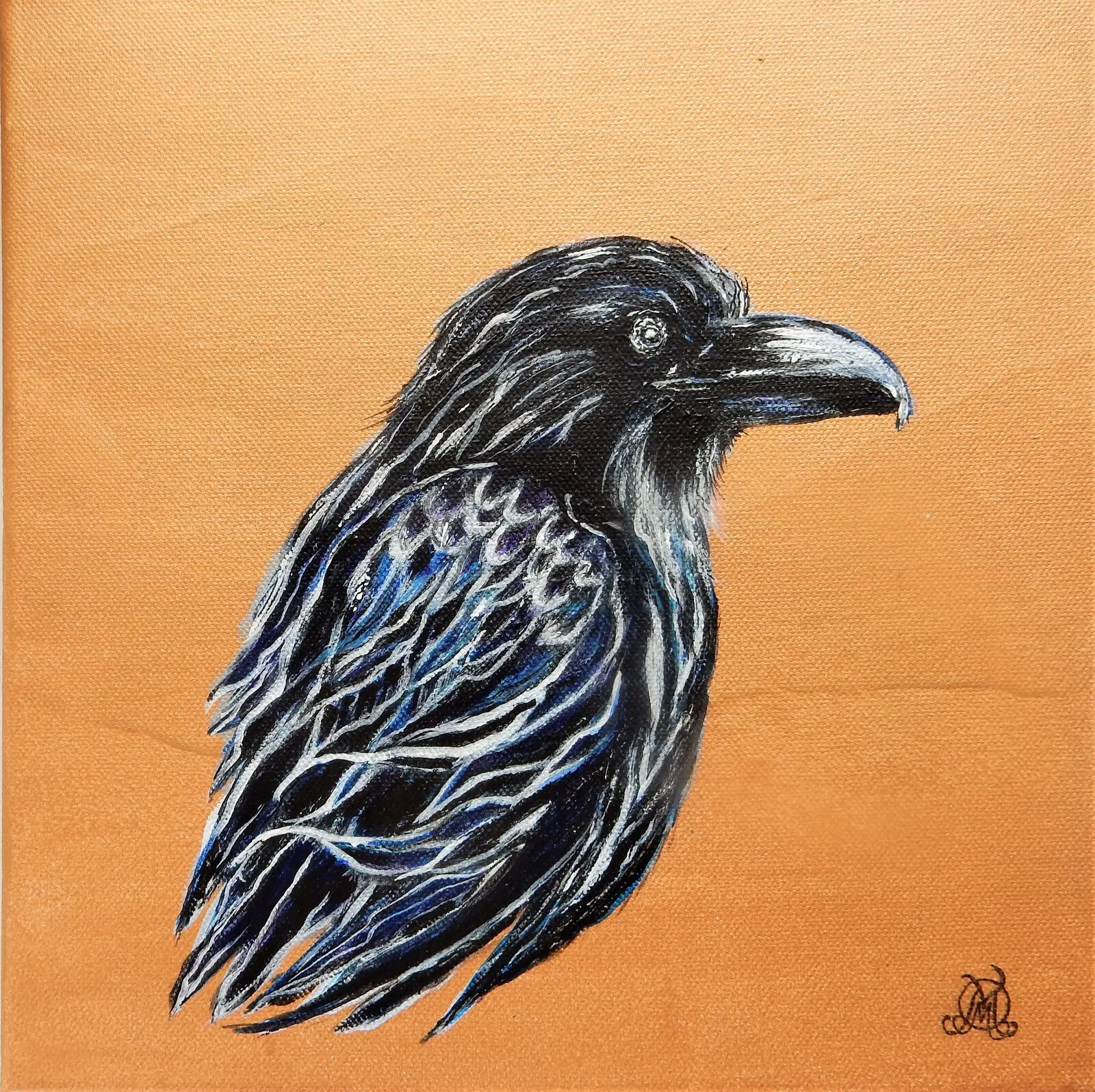 Akrylmålning Kråka / Crow av Merike Majwell