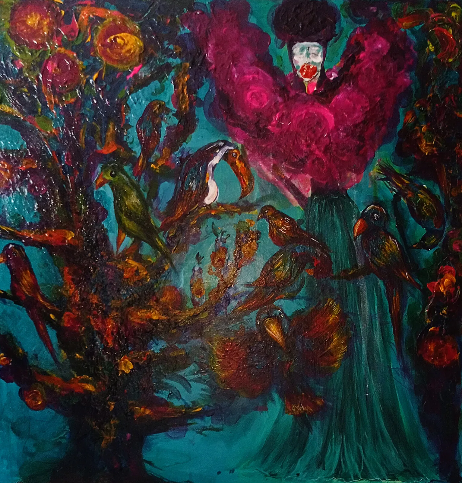 Akrylmålning Fågeltanten av Jonatan Hintze