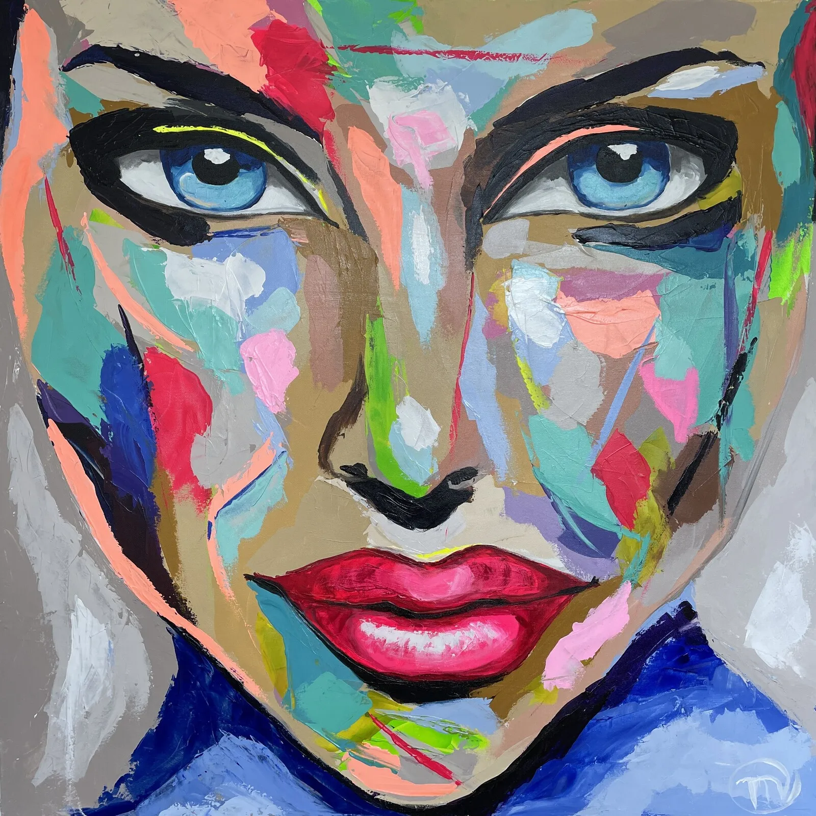 Akrylmålning Miss August. Denna tavla är stulen! av Mia Färm