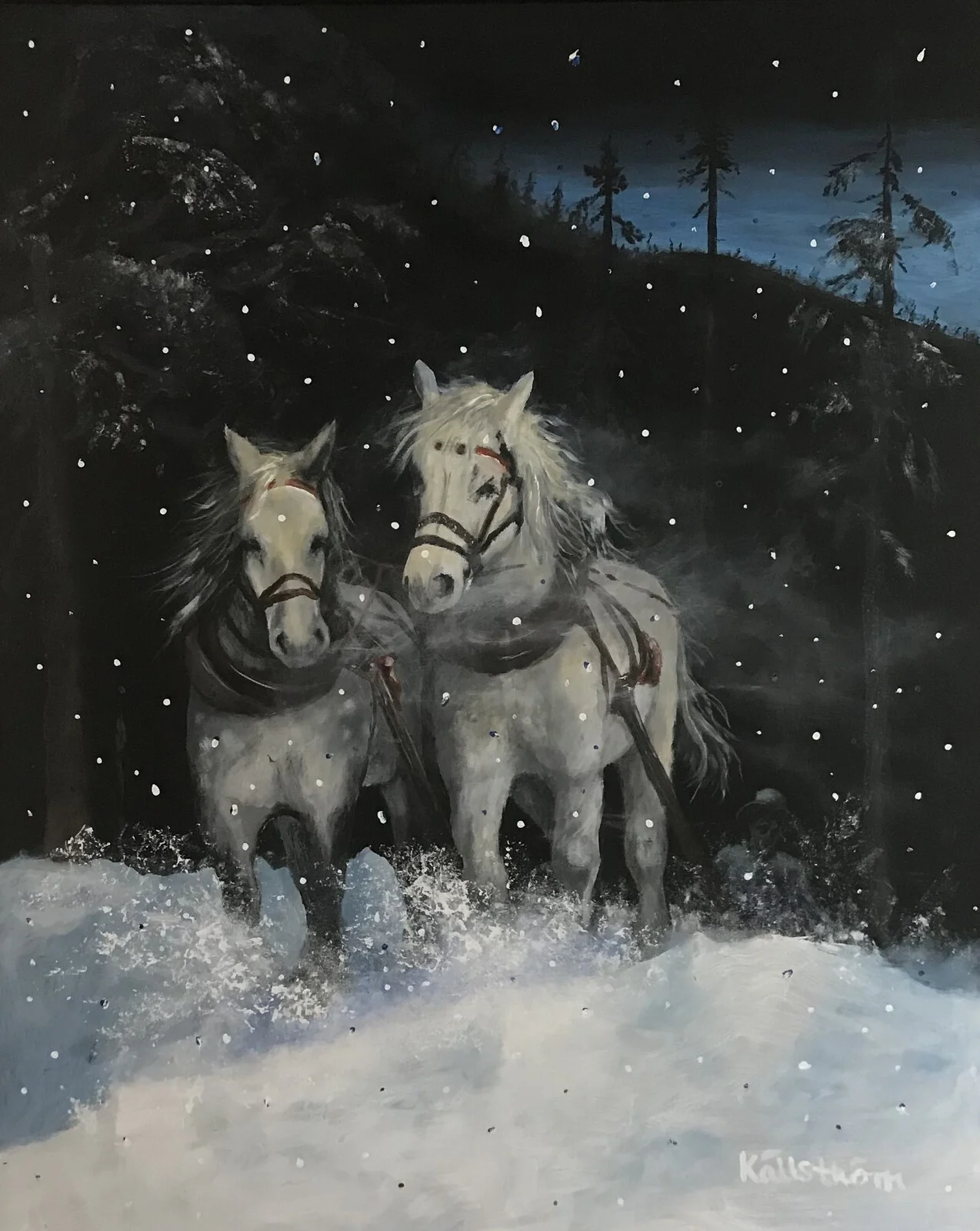 Akrylmålning Blå timmen av Bernt Källström